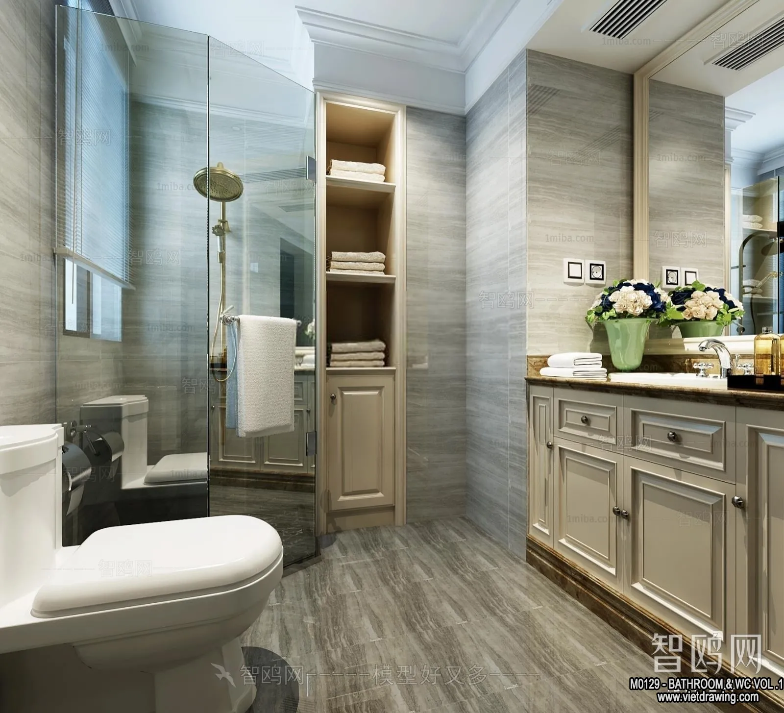 Bathroom – Toilet – WC – RestRoom – 3D Interior Scene – 104