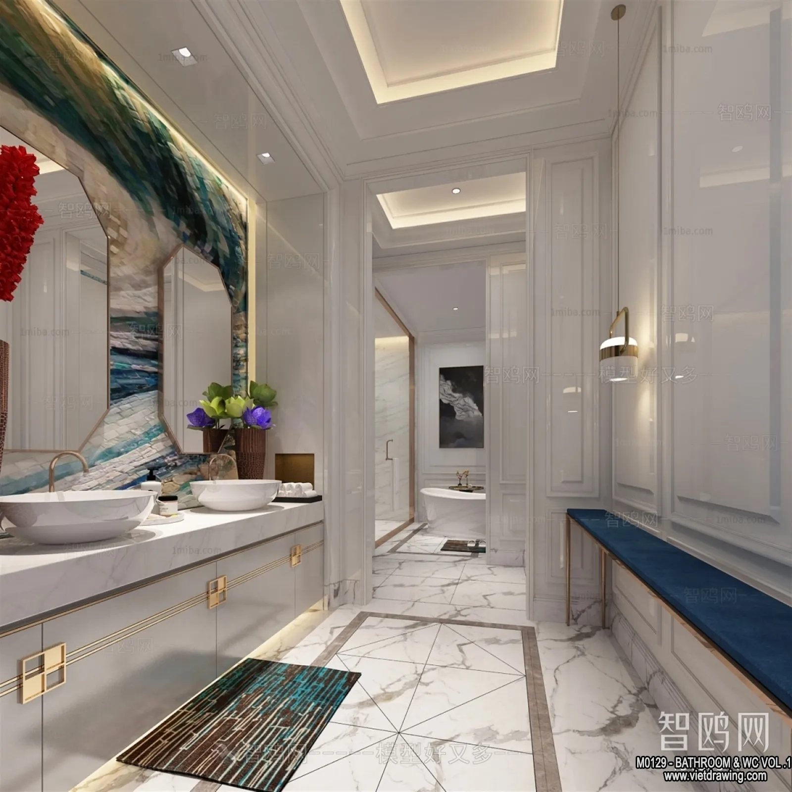 Bathroom – Toilet – WC – RestRoom – 3D Interior Scene – 106