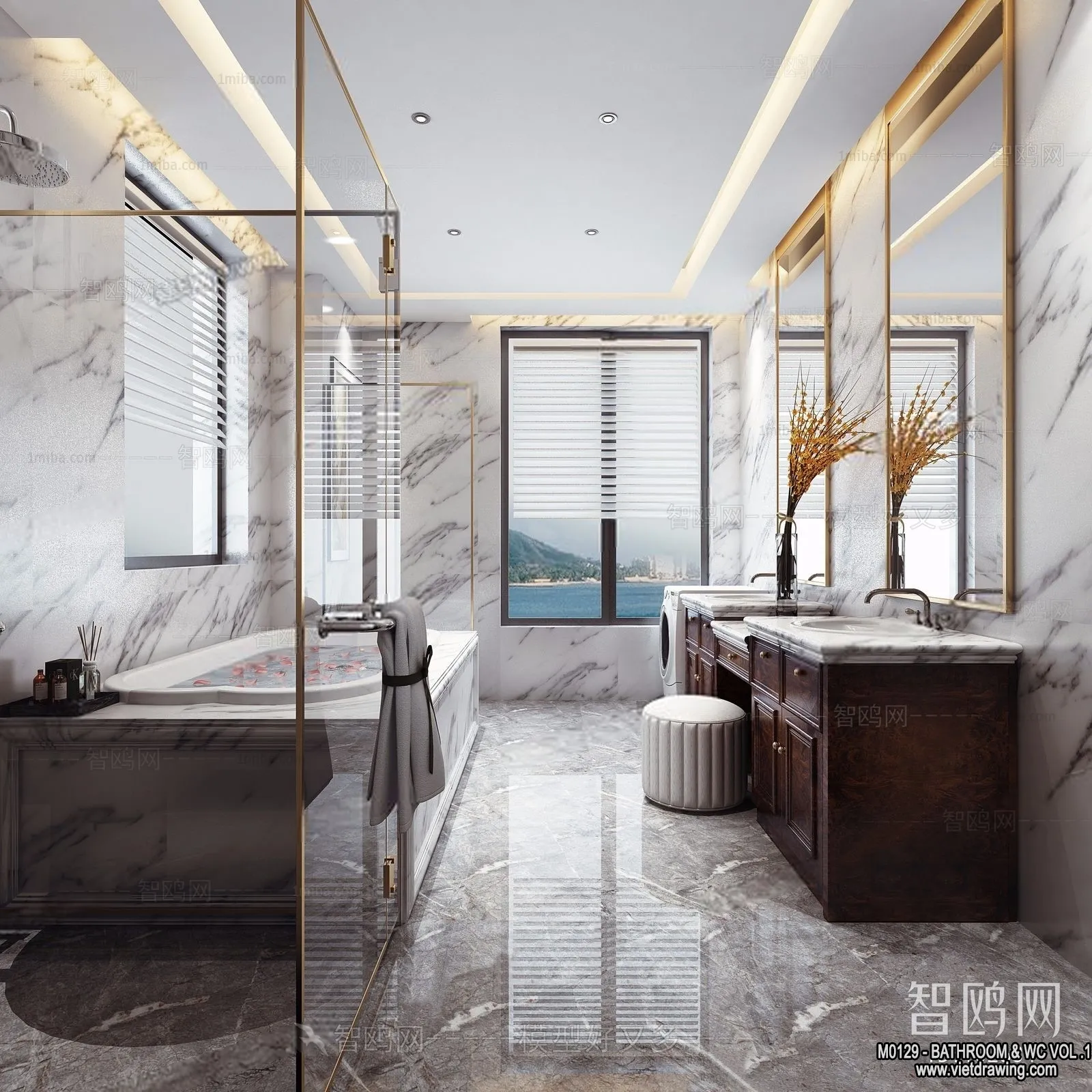 Bathroom – Toilet – WC – RestRoom – 3D Interior Scene – 107