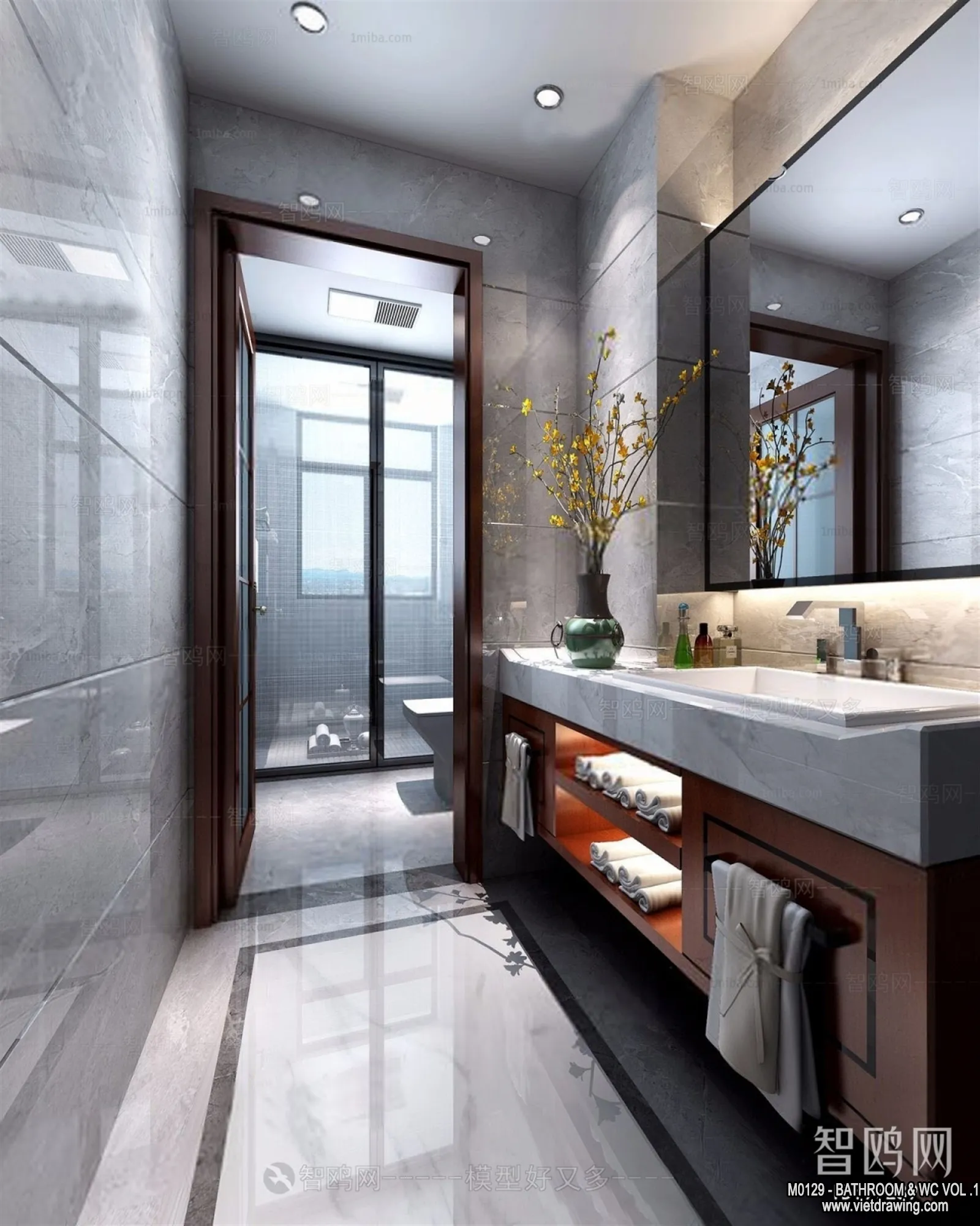 Bathroom – Toilet – WC – RestRoom – 3D Interior Scene – 111