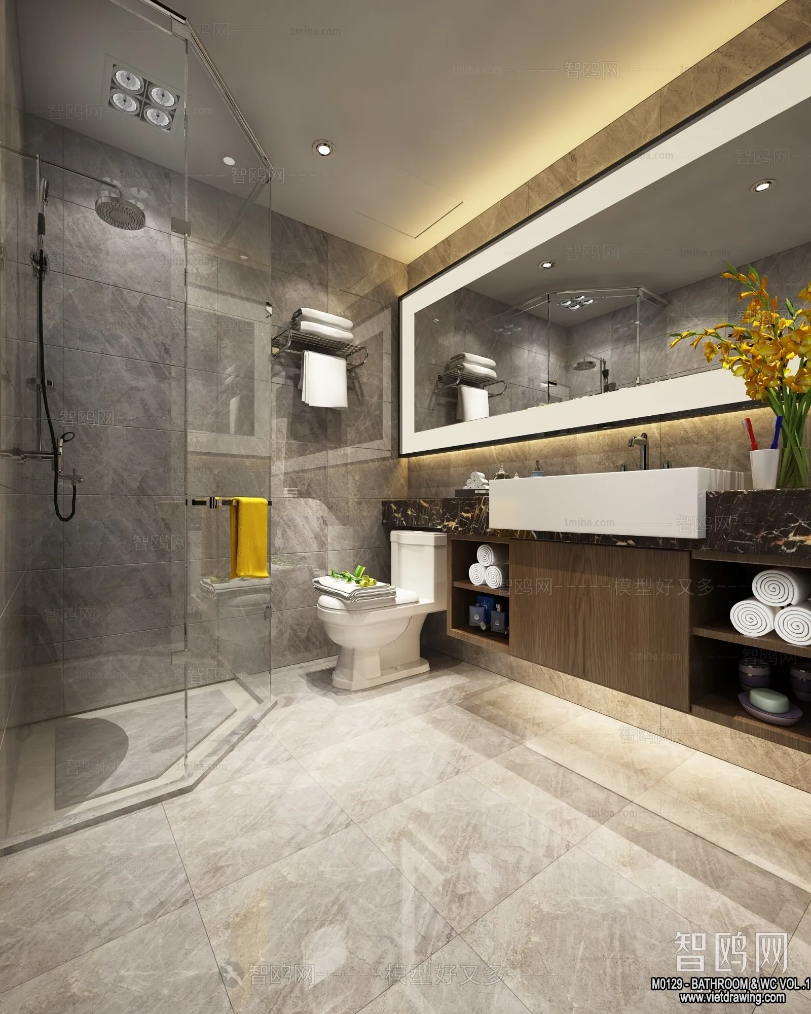 Bathroom – Toilet – WC – RestRoom – 3D Interior Scene – 115