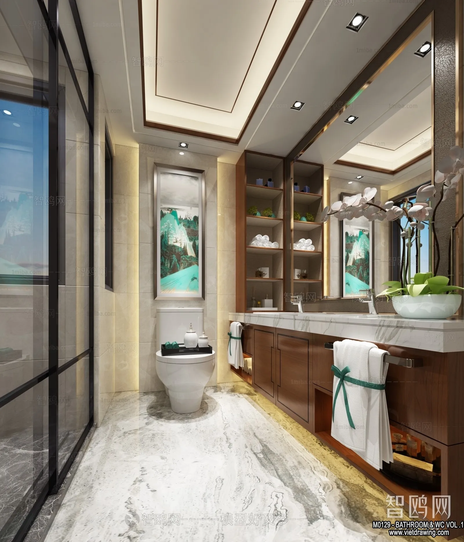 Bathroom – Toilet – WC – RestRoom – 3D Interior Scene – 116