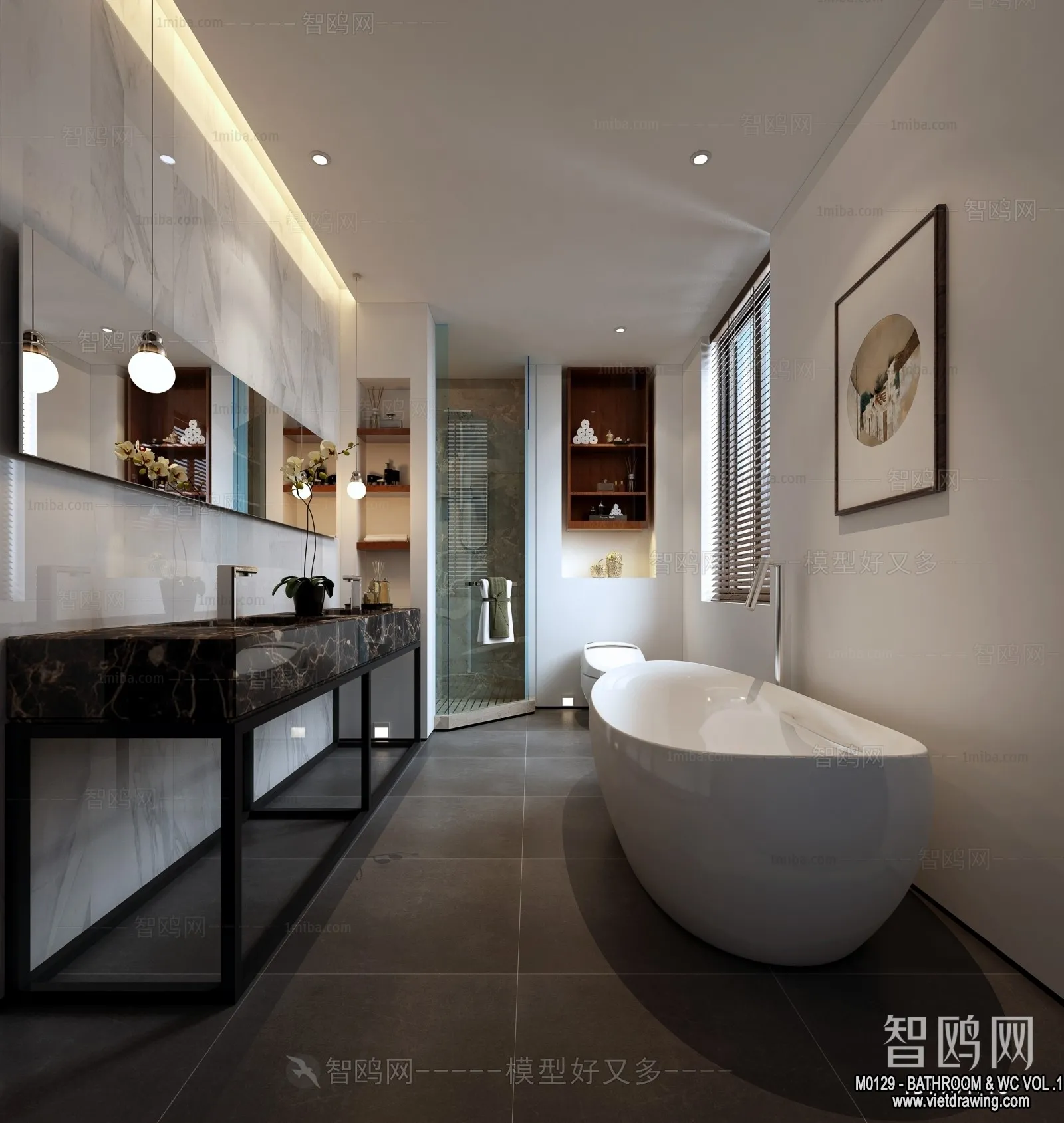 Bathroom – Toilet – WC – RestRoom – 3D Interior Scene – 117