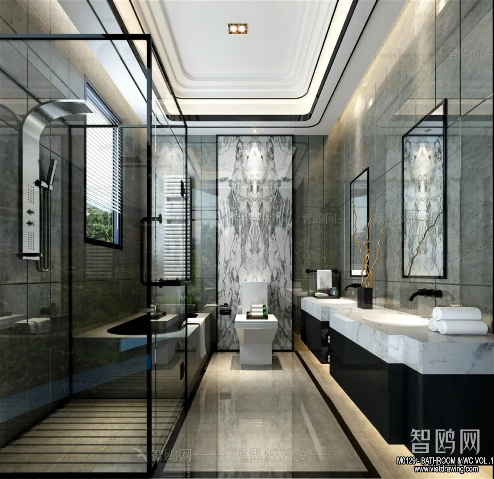 Bathroom – Toilet – WC – RestRoom – 3D Interior Scene – 118