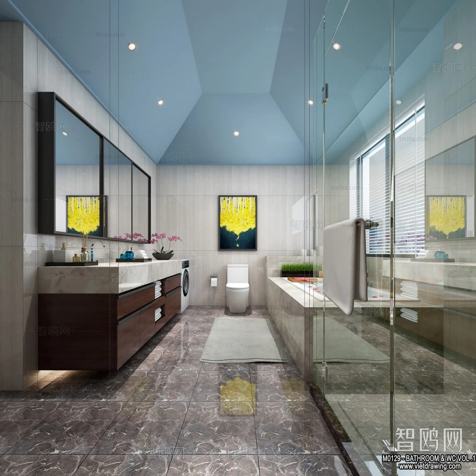 Bathroom – Toilet – WC – RestRoom – 3D Interior Scene – 119