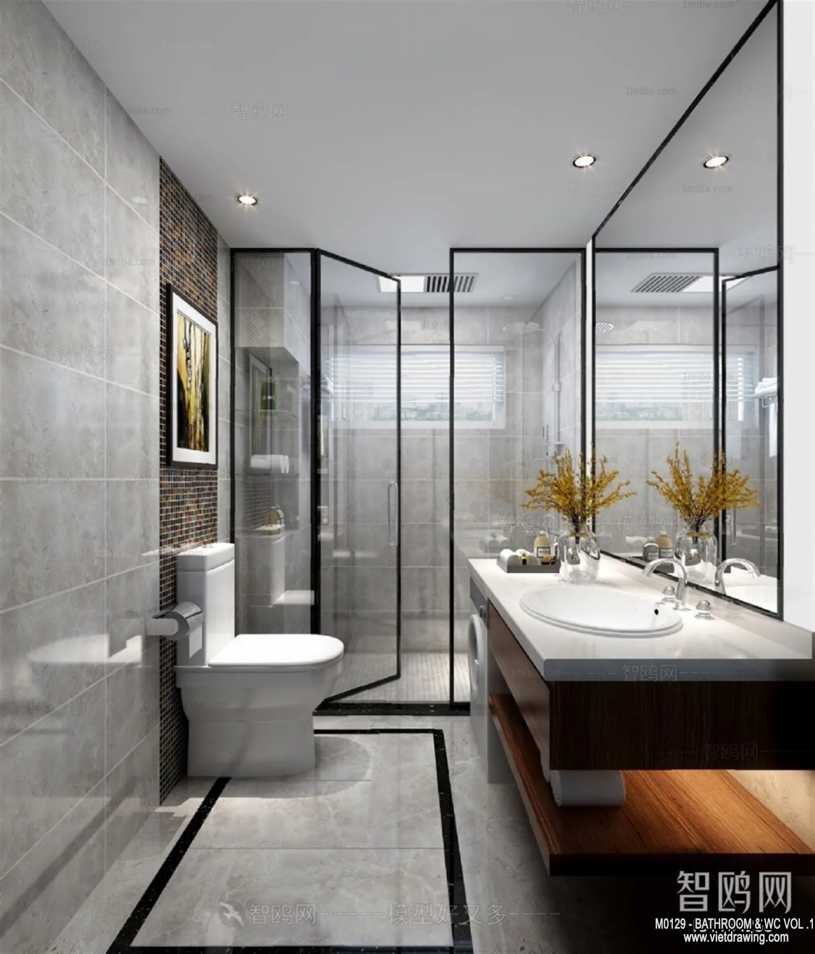 Bathroom – Toilet – WC – RestRoom – 3D Interior Scene – 123