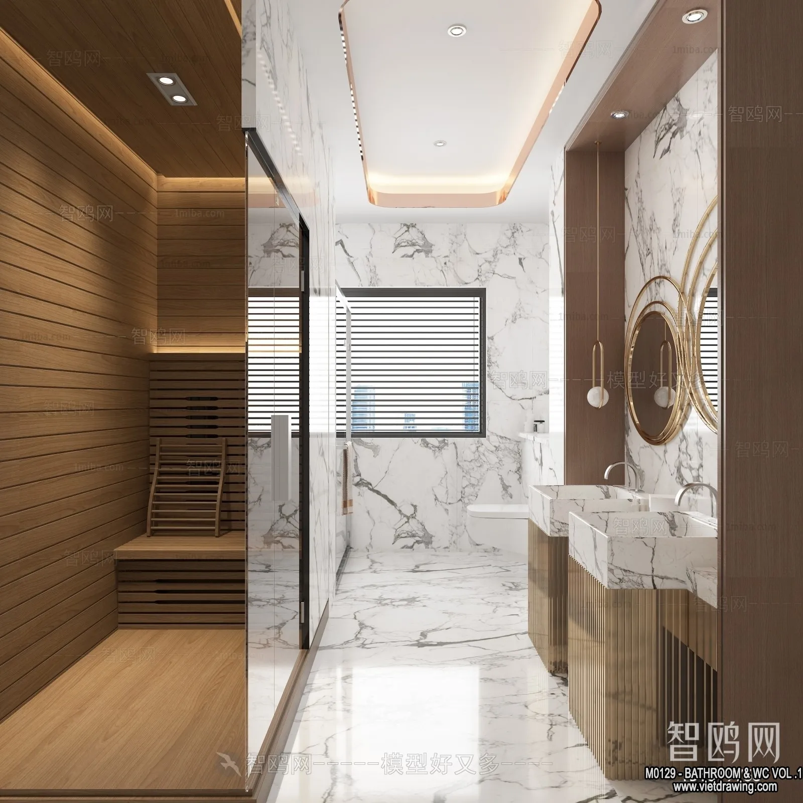 Bathroom – Toilet – WC – RestRoom – 3D Interior Scene – 124