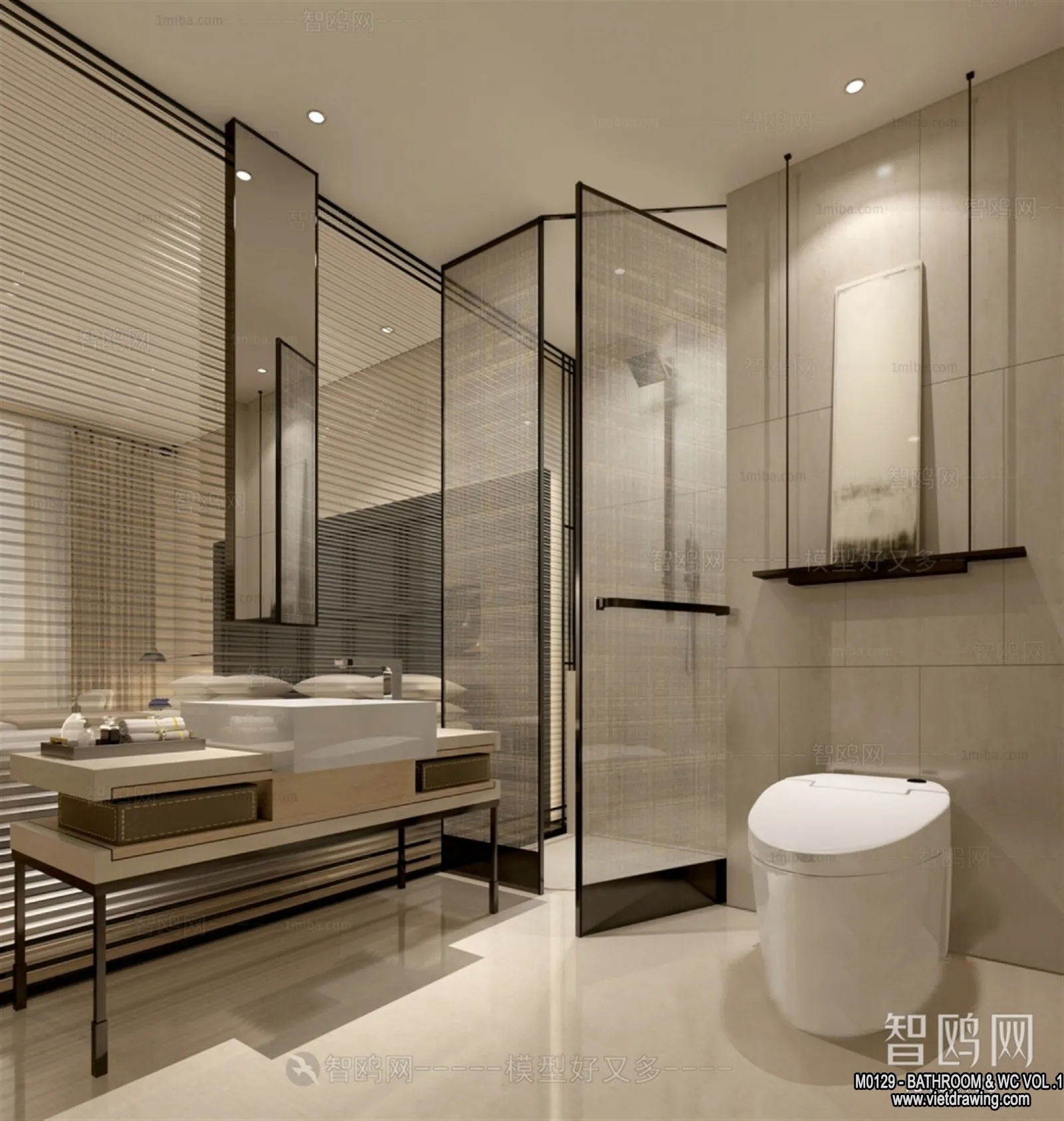 Bathroom – Toilet – WC – RestRoom – 3D Interior Scene – 125