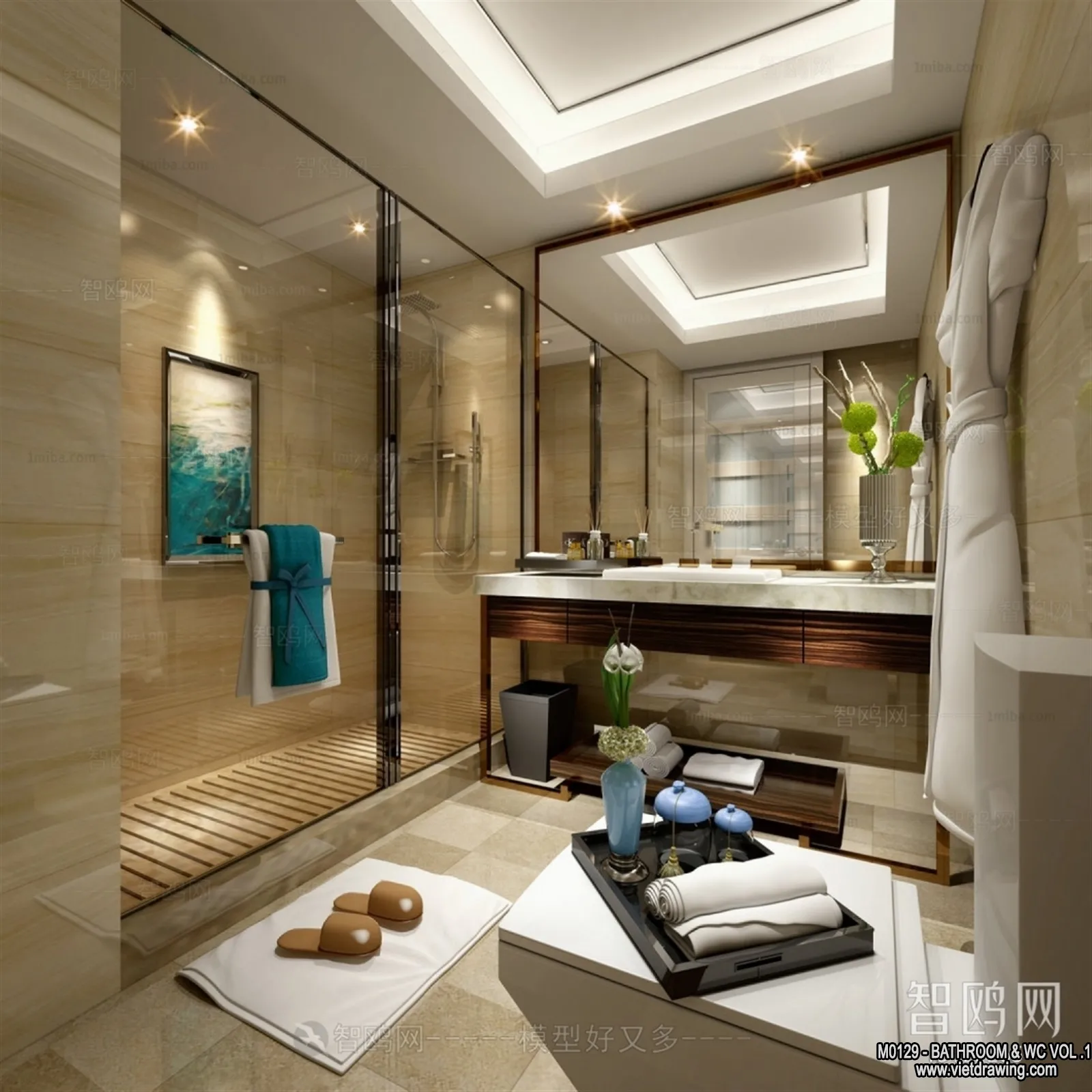 Bathroom – Toilet – WC – RestRoom – 3D Interior Scene – 127