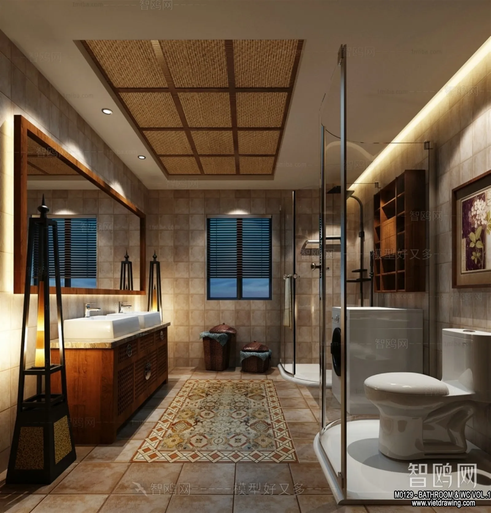 Bathroom – Toilet – WC – RestRoom – 3D Interior Scene – 128