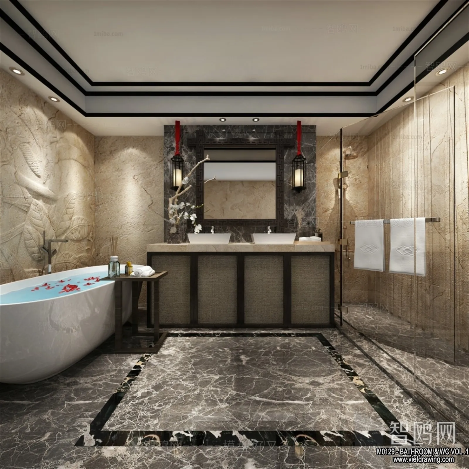 Bathroom – Toilet – WC – RestRoom – 3D Interior Scene – 129