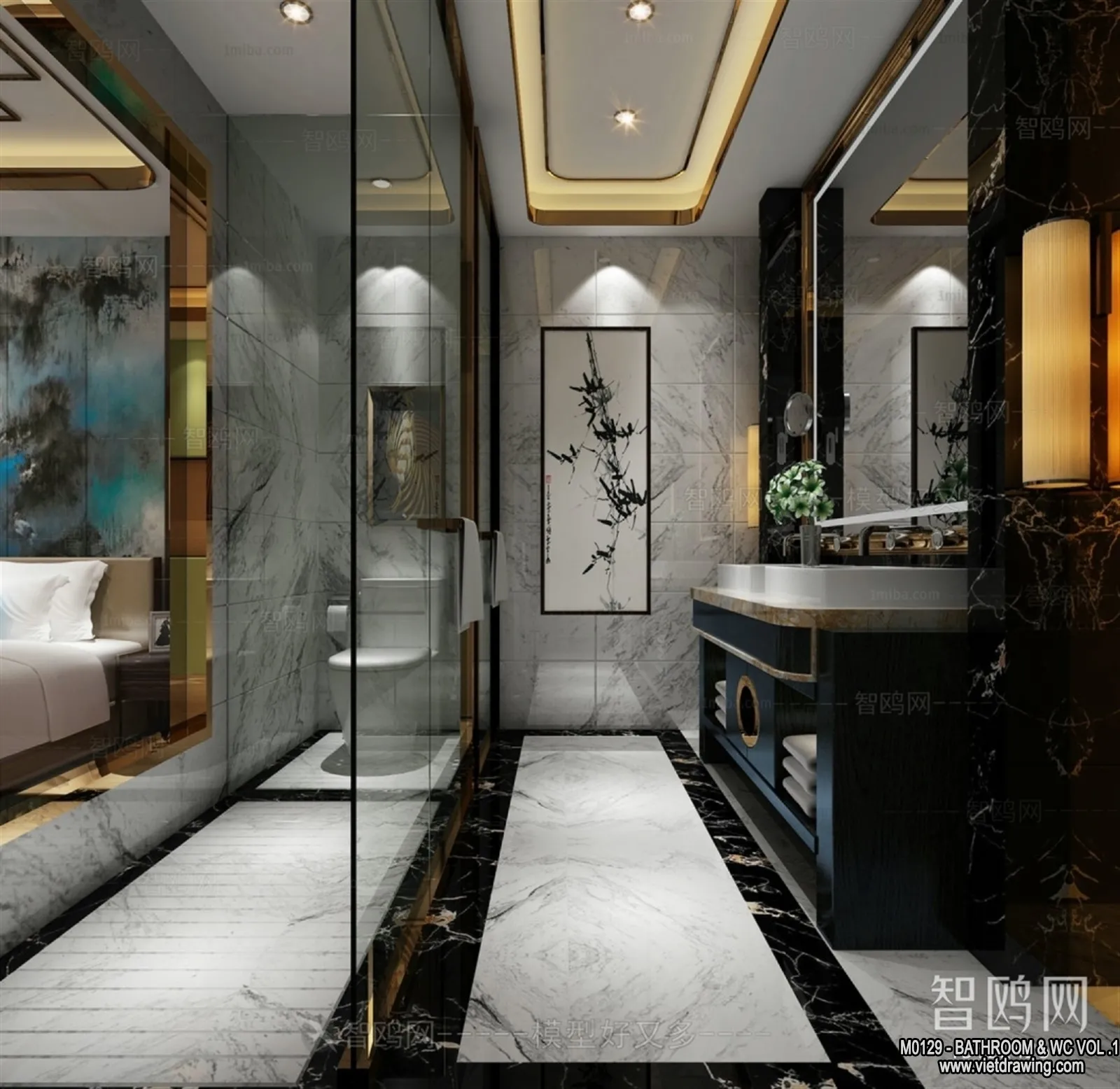 Bathroom – Toilet – WC – RestRoom – 3D Interior Scene – 130