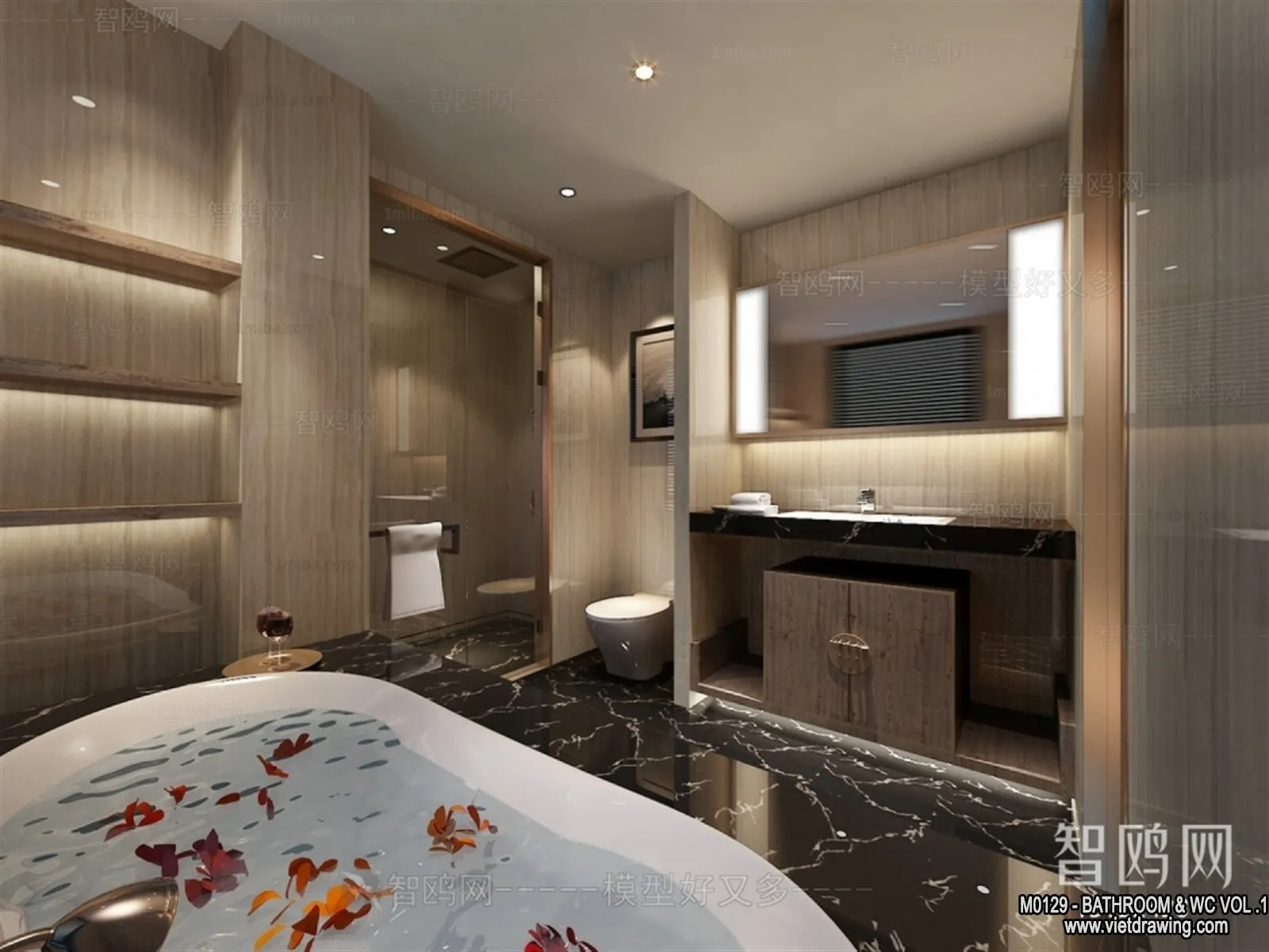 Bathroom – Toilet – WC – RestRoom – 3D Interior Scene – 131