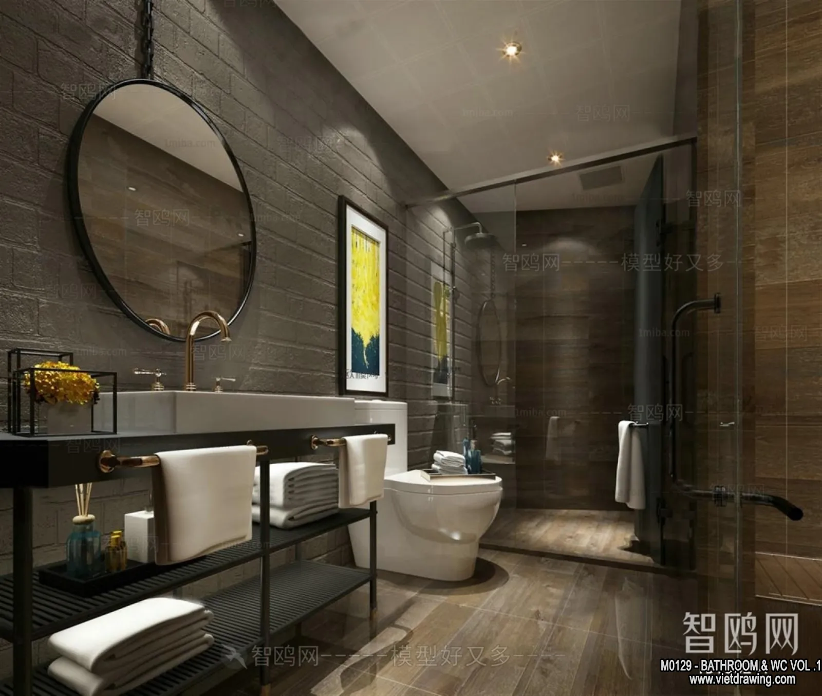 Bathroom – Toilet – WC – RestRoom – 3D Interior Scene – 134