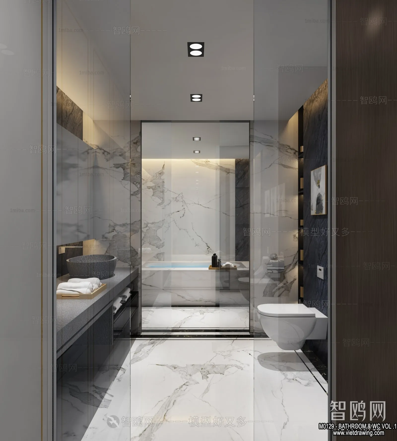 Bathroom – Toilet – WC – RestRoom – 3D Interior Scene – 135