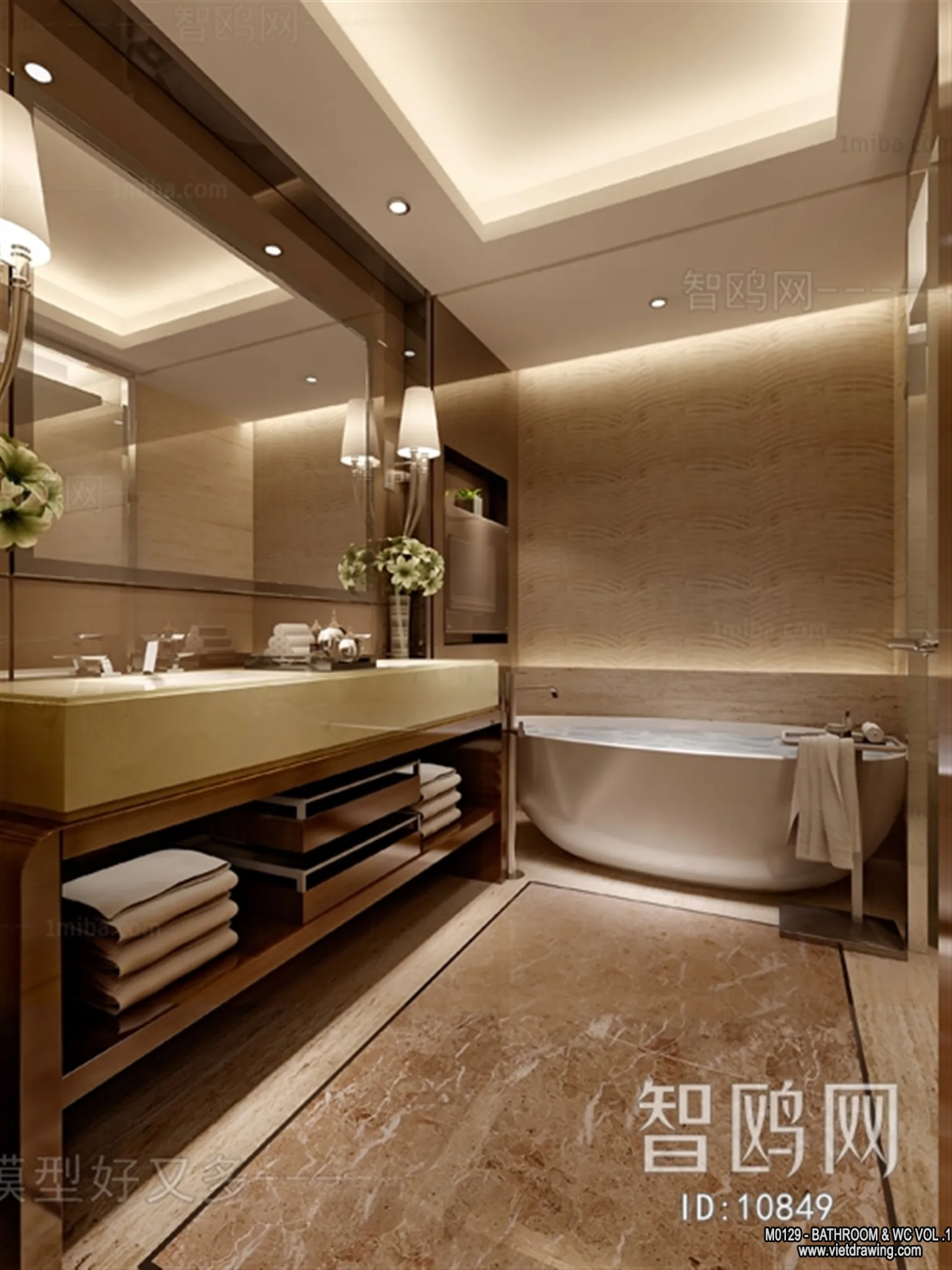 Bathroom – Toilet – WC – RestRoom – 3D Interior Scene – 136