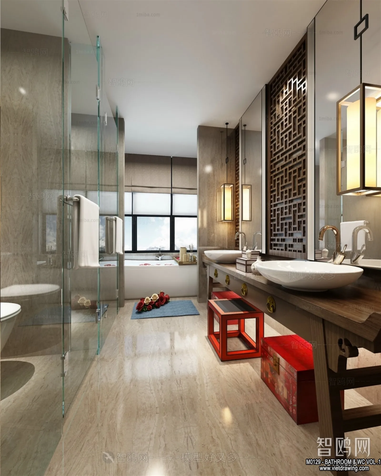 Bathroom – Toilet – WC – RestRoom – 3D Interior Scene – 137