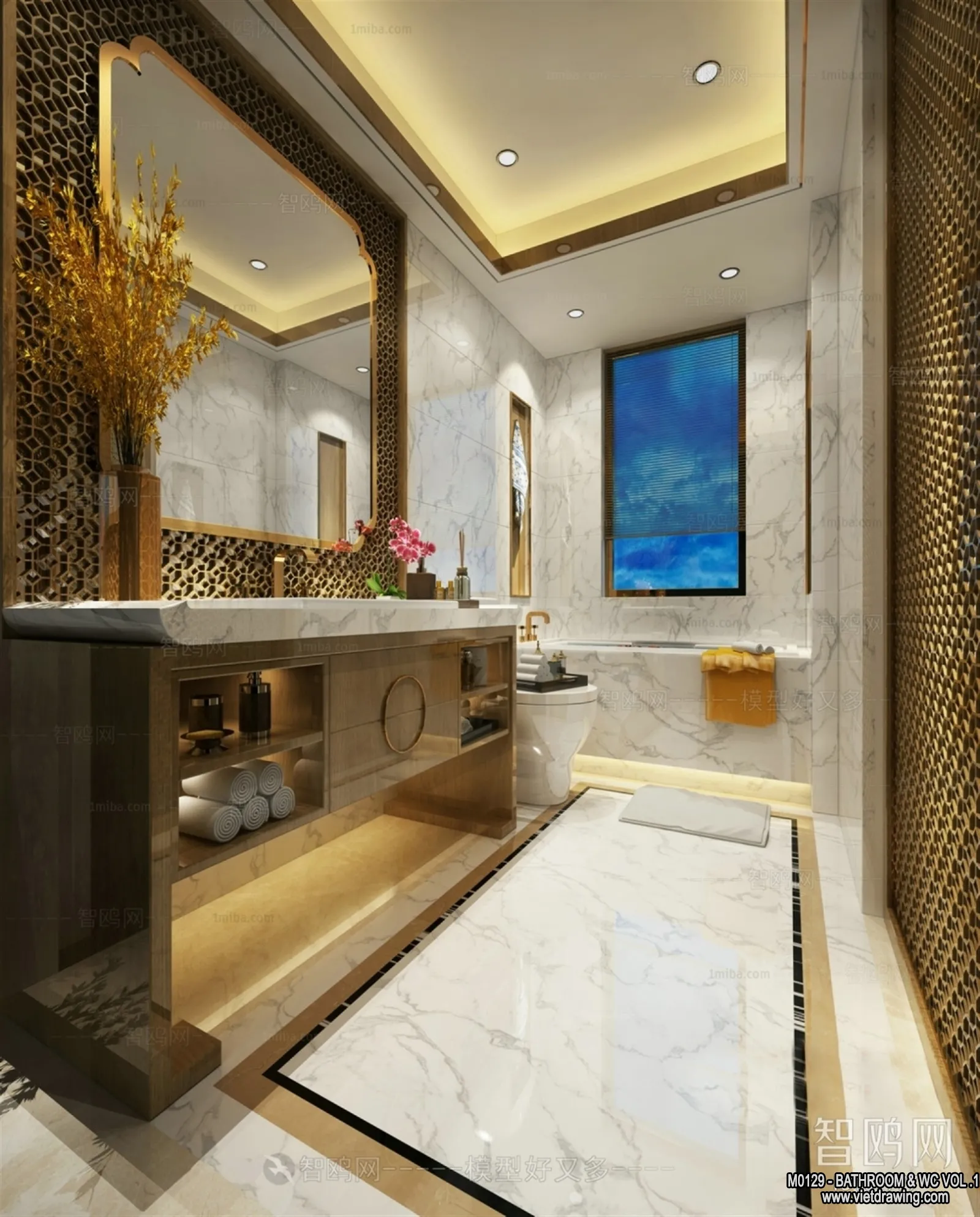 Bathroom – Toilet – WC – RestRoom – 3D Interior Scene – 139