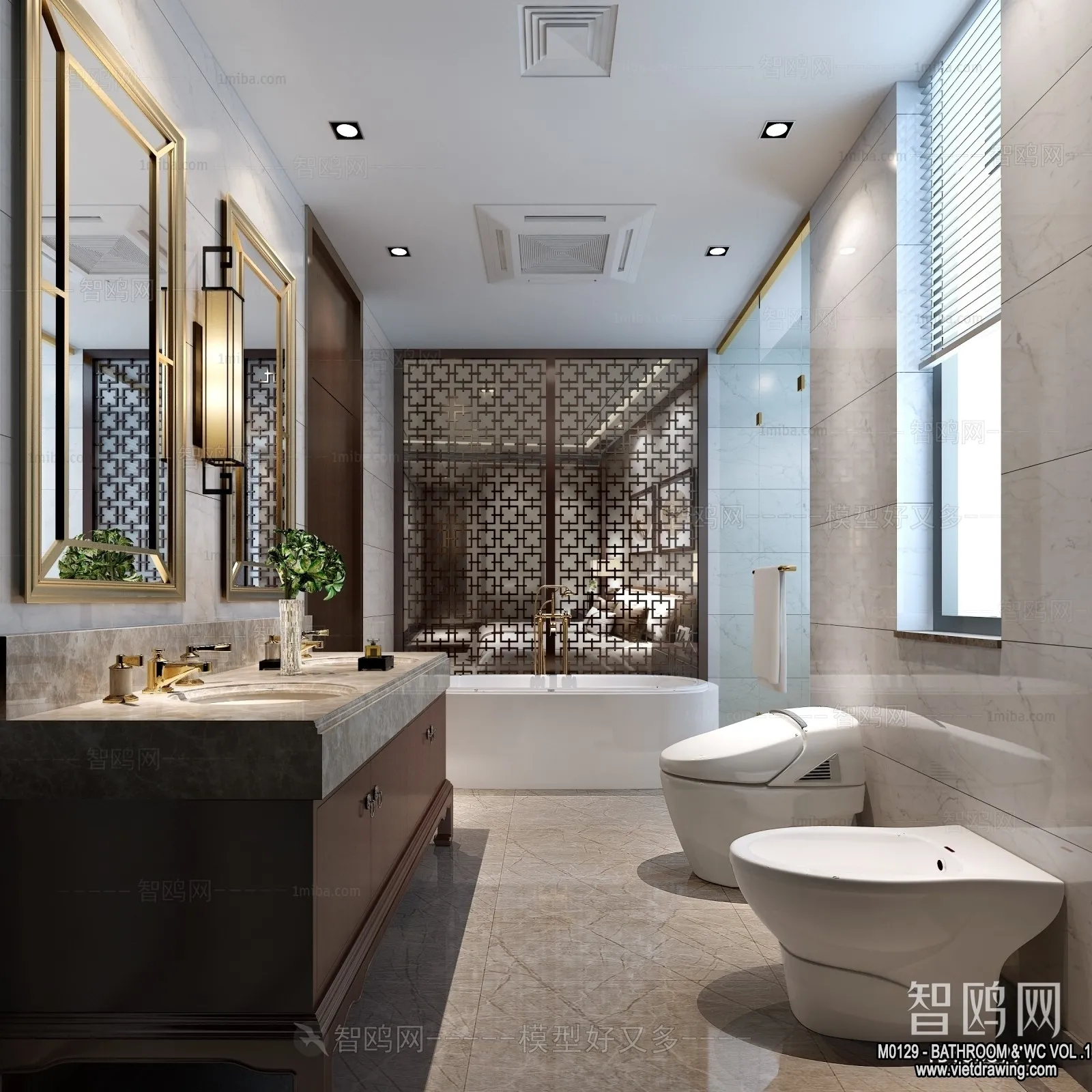 Bathroom – Toilet – WC – RestRoom – 3D Interior Scene – 142