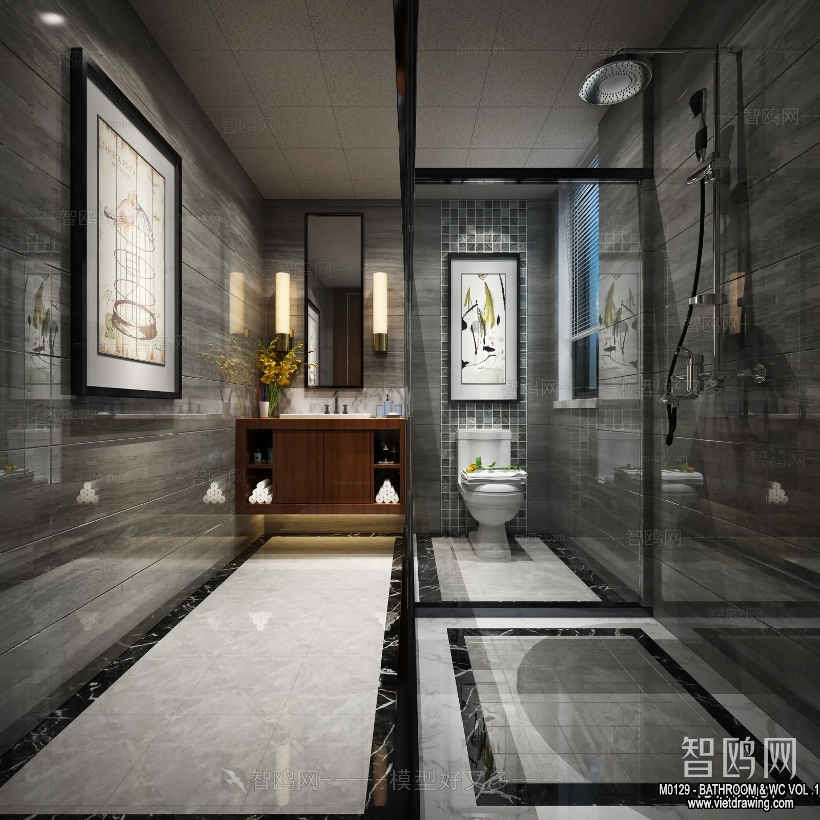 Bathroom – Toilet – WC – RestRoom – 3D Interior Scene – 143