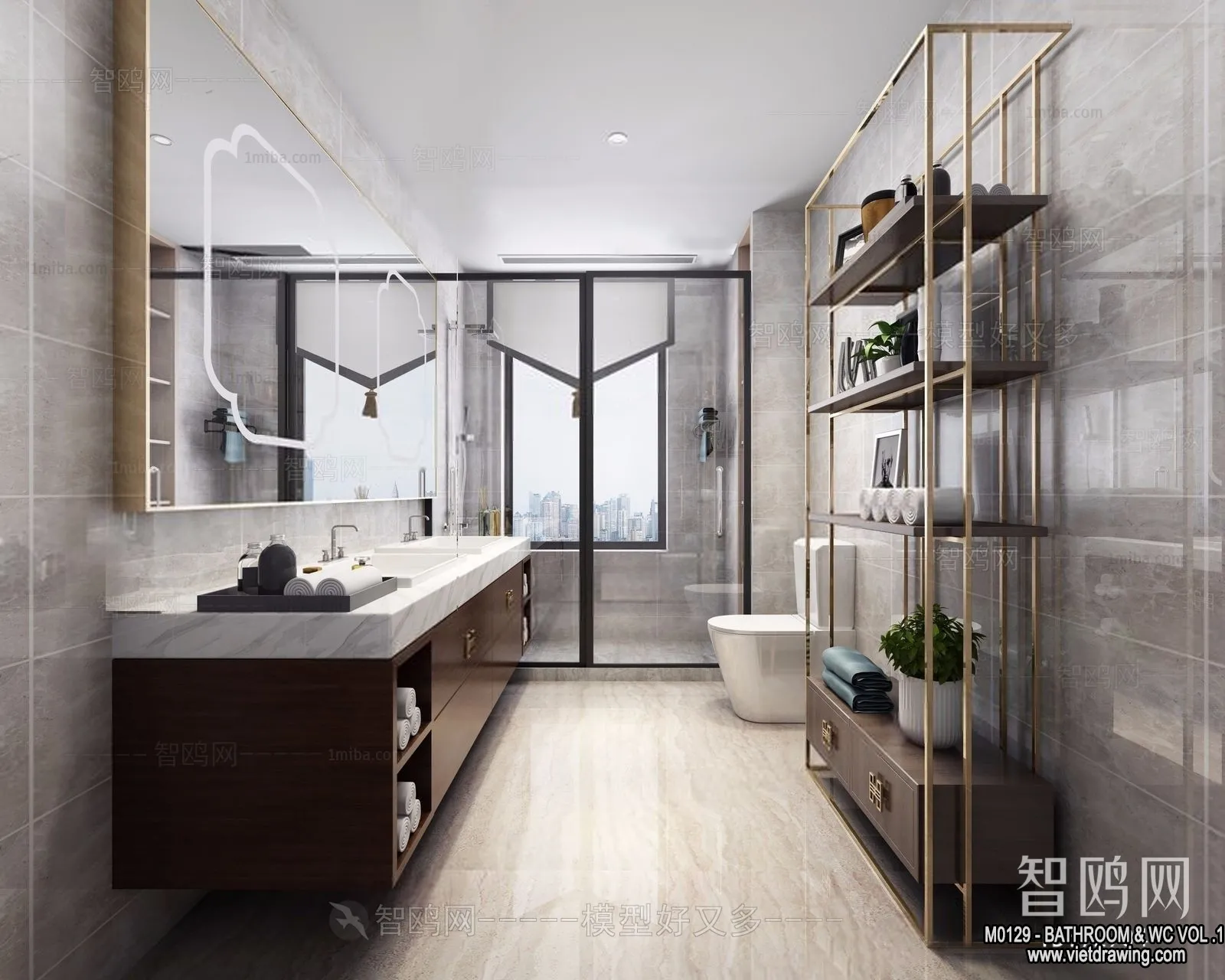 Bathroom – Toilet – WC – RestRoom – 3D Interior Scene – 144