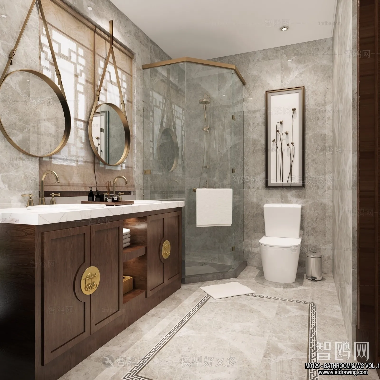 Bathroom – Toilet – WC – RestRoom – 3D Interior Scene – 145