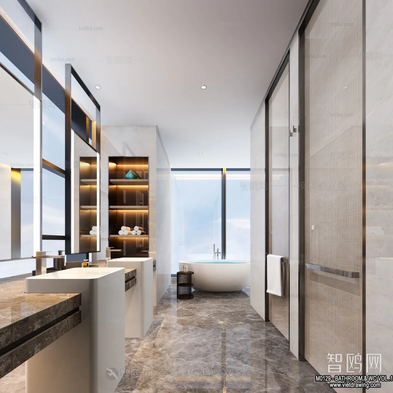 Bathroom – Toilet – WC – RestRoom – 3D Interior Scene – 146