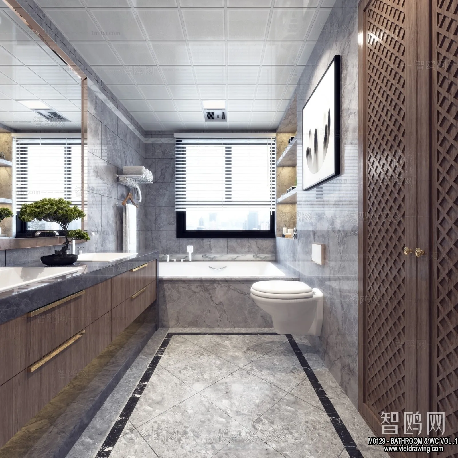 Bathroom – Toilet – WC – RestRoom – 3D Interior Scene – 147