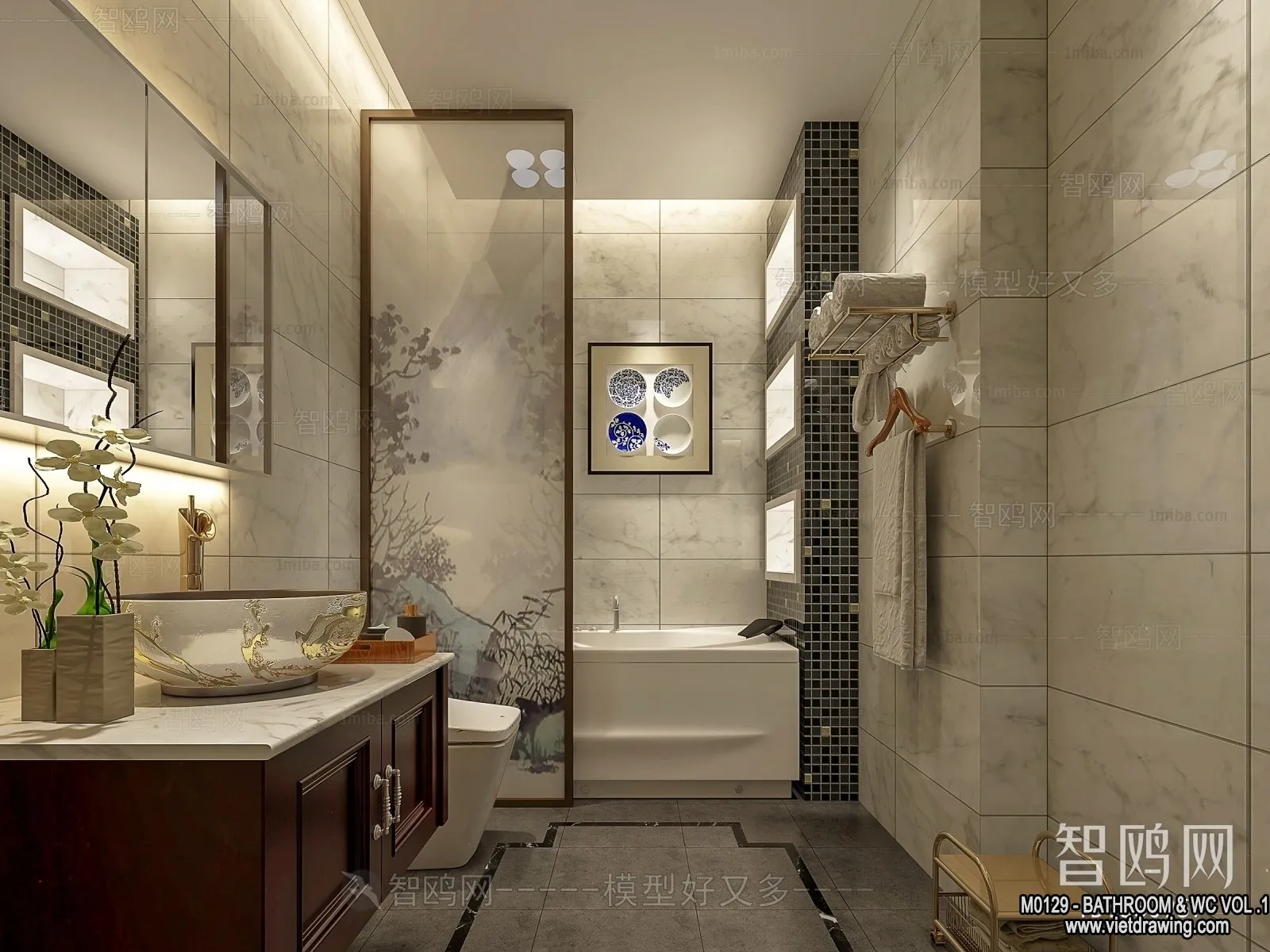 Bathroom – Toilet – WC – RestRoom – 3D Interior Scene – 148