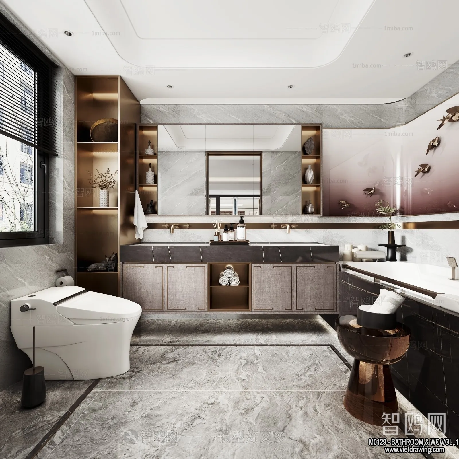 Bathroom – Toilet – WC – RestRoom – 3D Interior Scene – 149