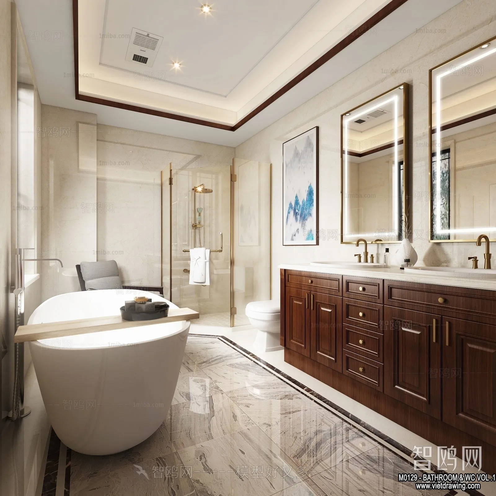 Bathroom – Toilet – WC – RestRoom – 3D Interior Scene – 154