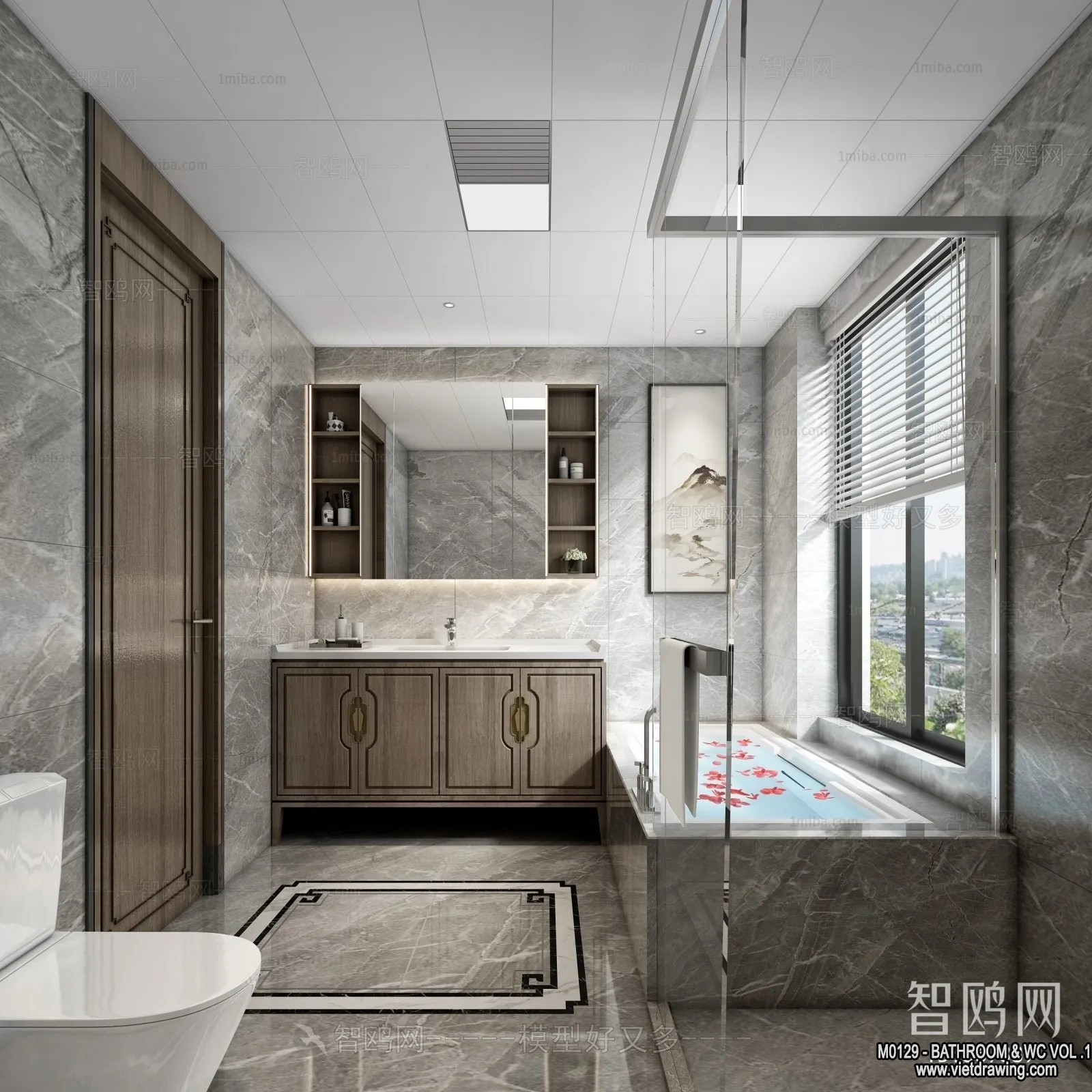 Bathroom – Toilet – WC – RestRoom – 3D Interior Scene – 155