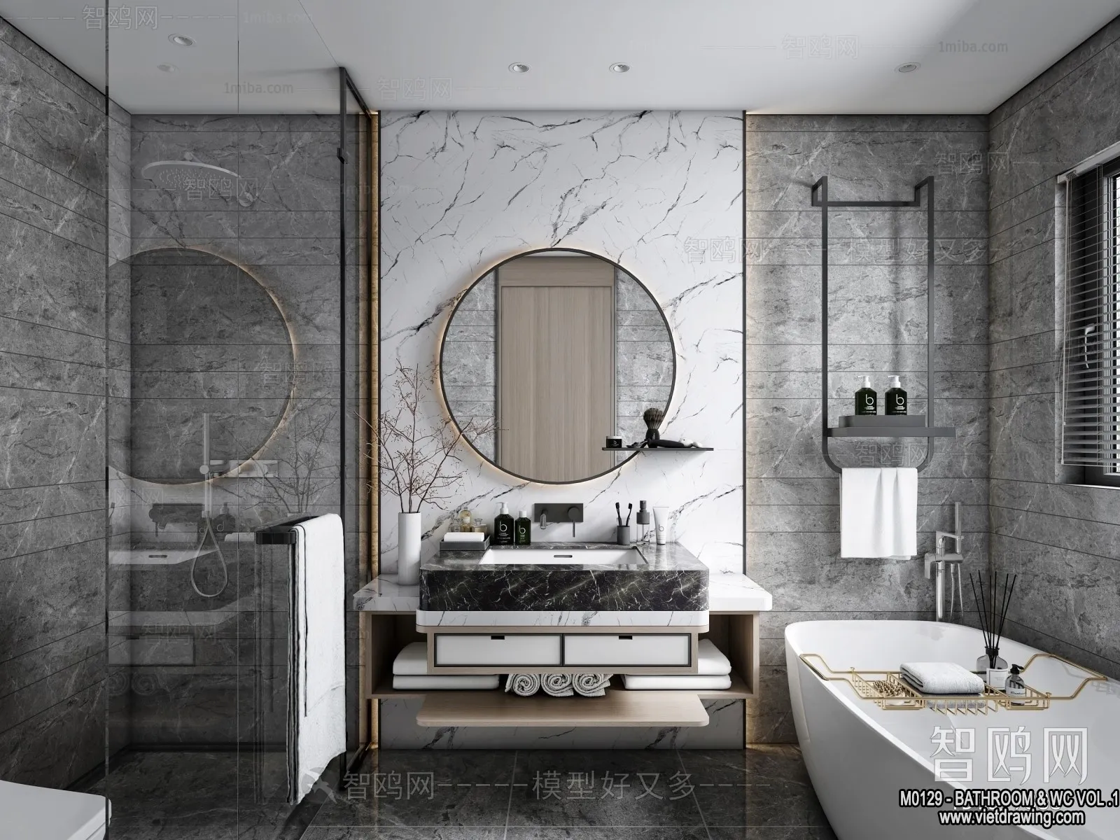 Bathroom – Toilet – WC – RestRoom – 3D Interior Scene – 156