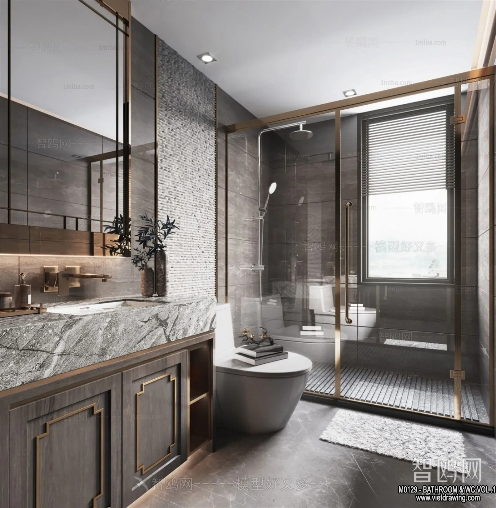 Bathroom – Toilet – WC – RestRoom – 3D Interior Scene – 158