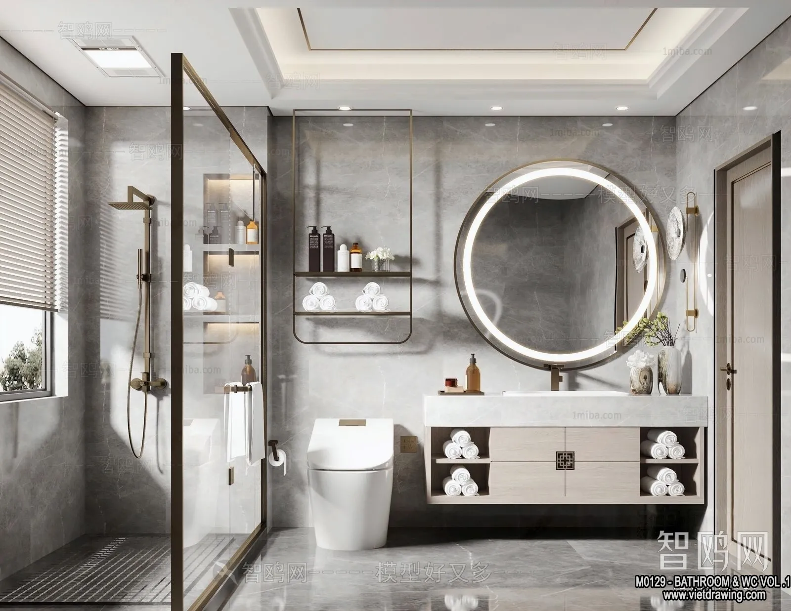 Bathroom – Toilet – WC – RestRoom – 3D Interior Scene – 159