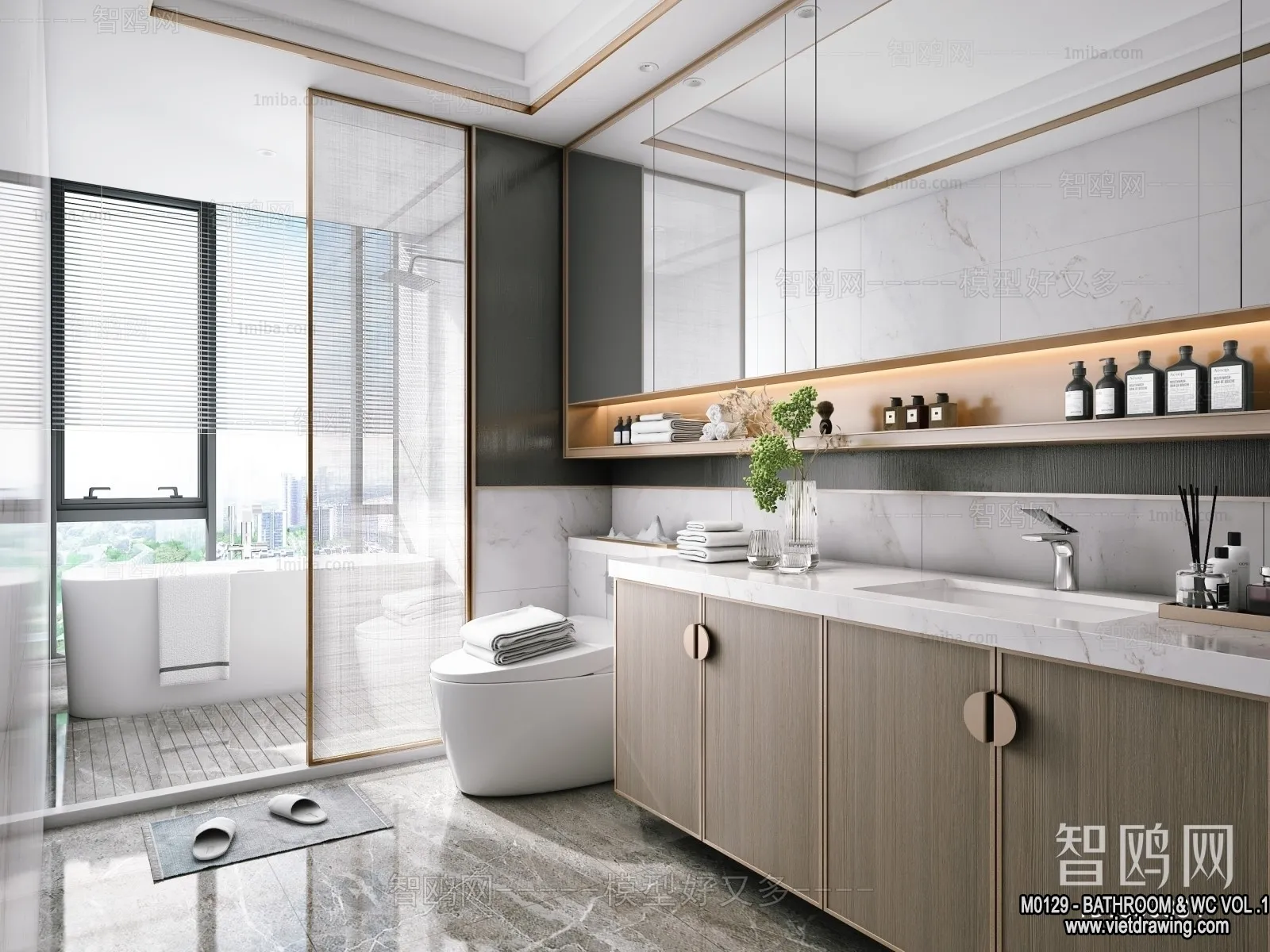 Bathroom – Toilet – WC – RestRoom – 3D Interior Scene – 160