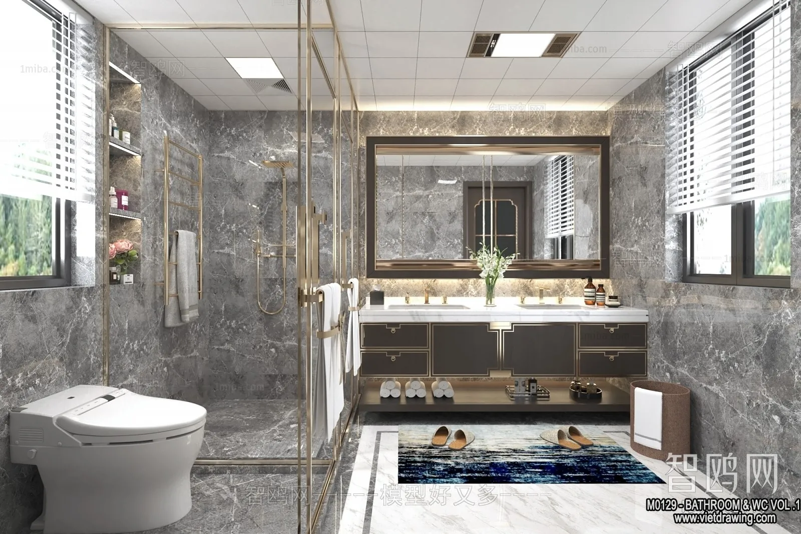 Bathroom – Toilet – WC – RestRoom – 3D Interior Scene – 161