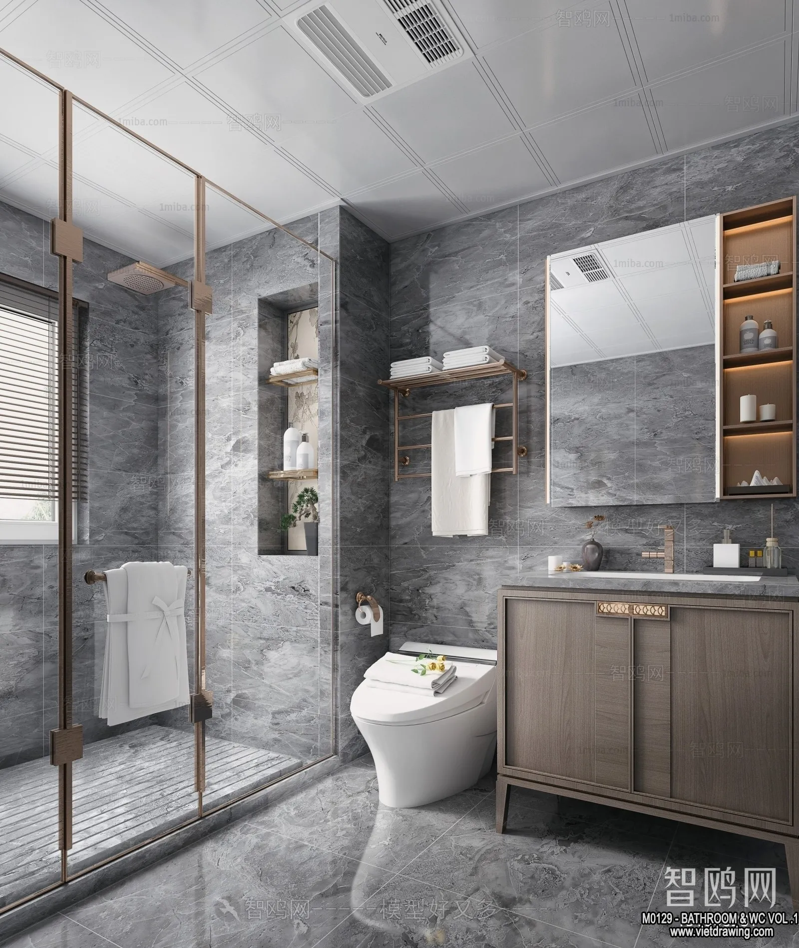 Bathroom – Toilet – WC – RestRoom – 3D Interior Scene – 162