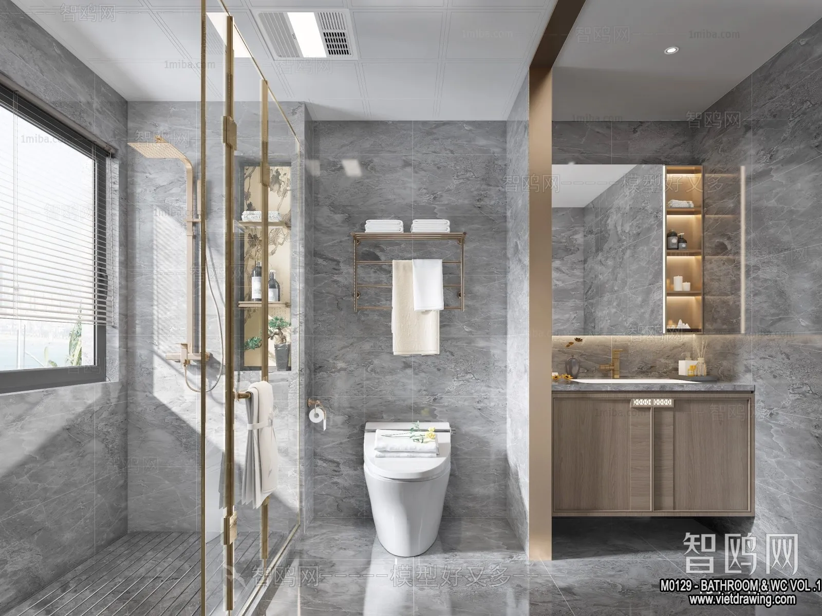 Bathroom – Toilet – WC – RestRoom – 3D Interior Scene – 164