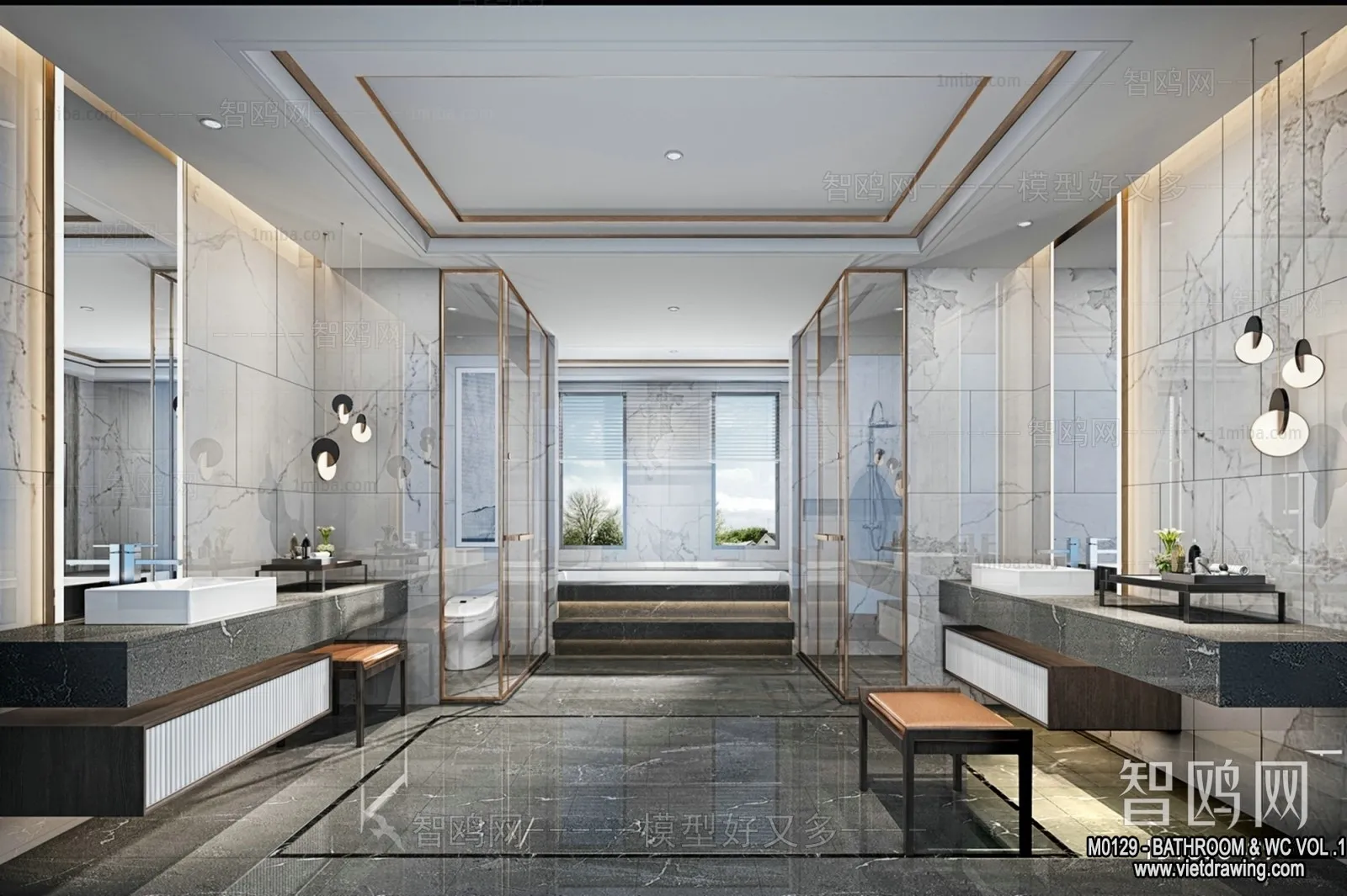 Bathroom – Toilet – WC – RestRoom – 3D Interior Scene – 182