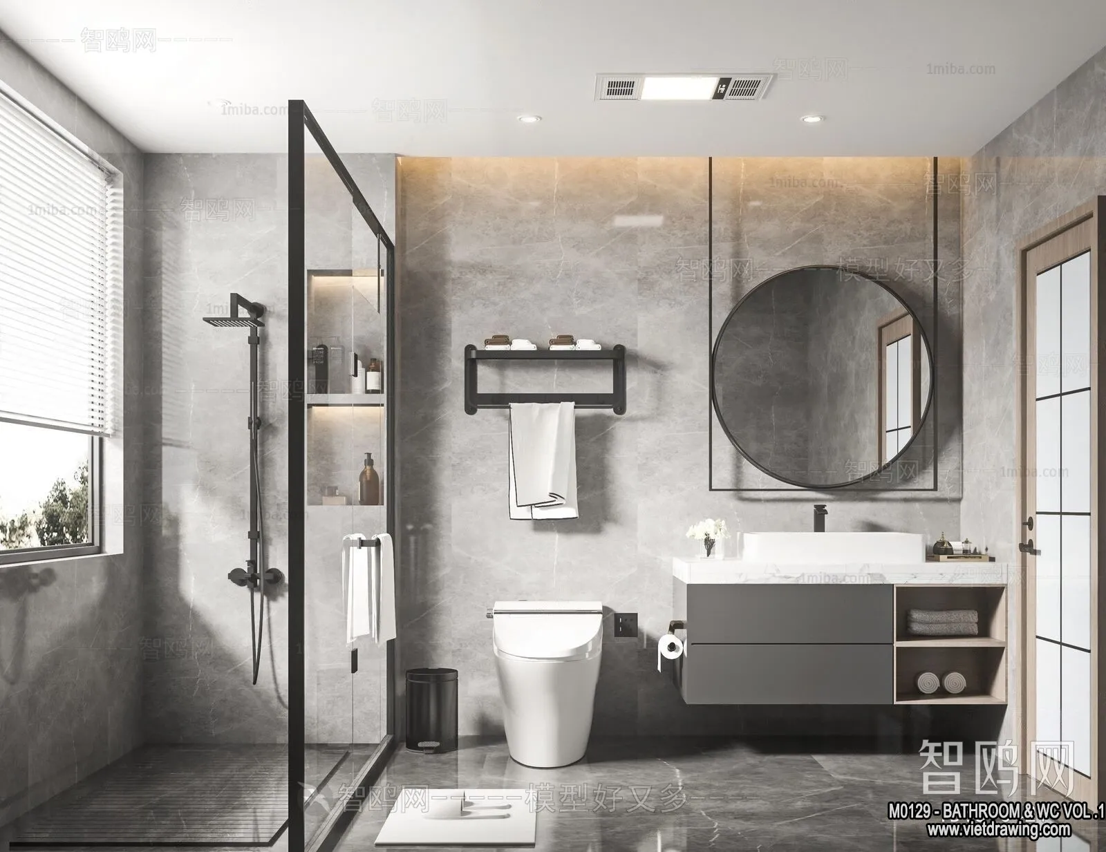 Bathroom – Toilet – WC – RestRoom – 3D Interior Scene – 185