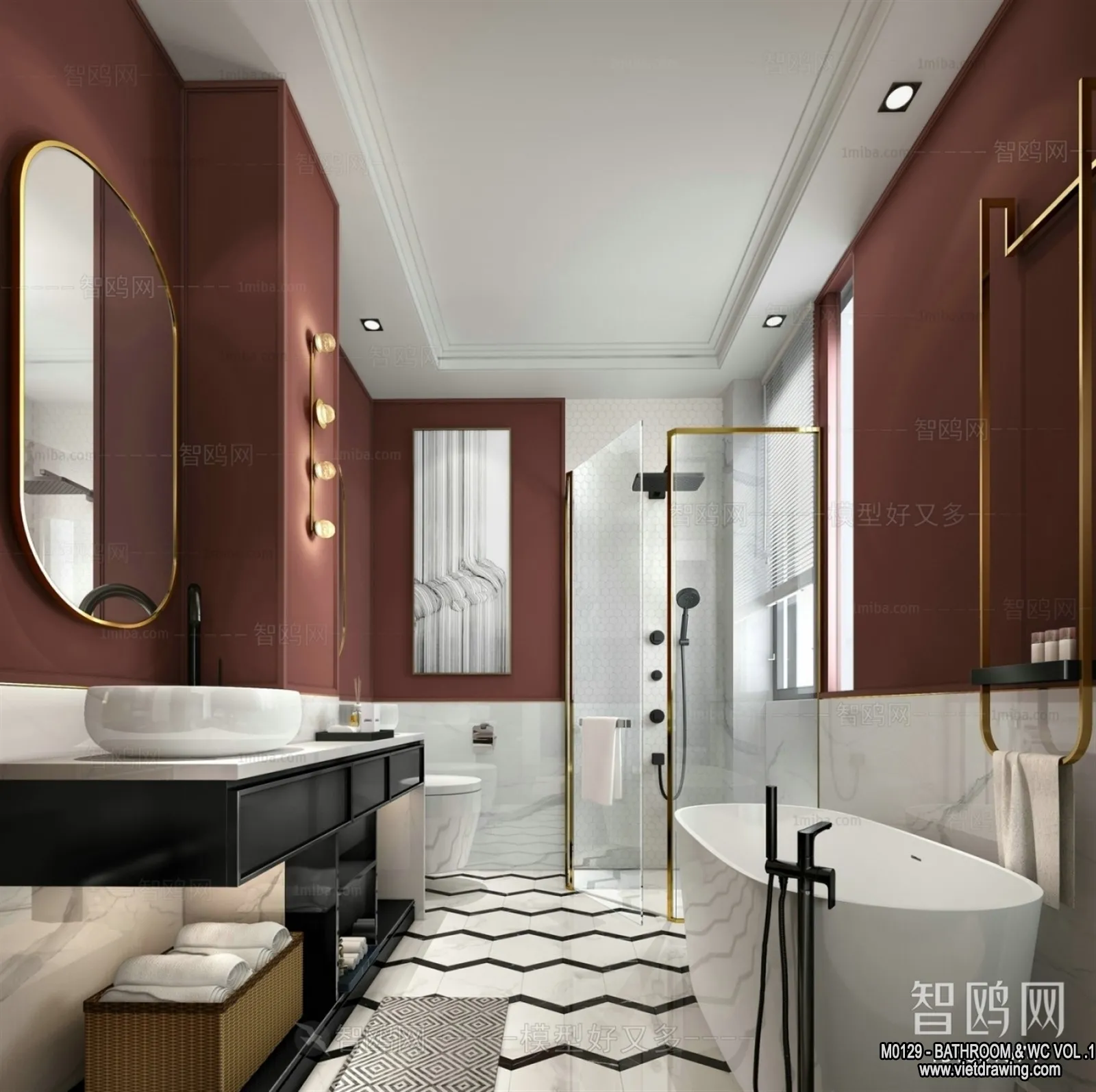 Bathroom – Toilet – WC – RestRoom – 3D Interior Scene – 186