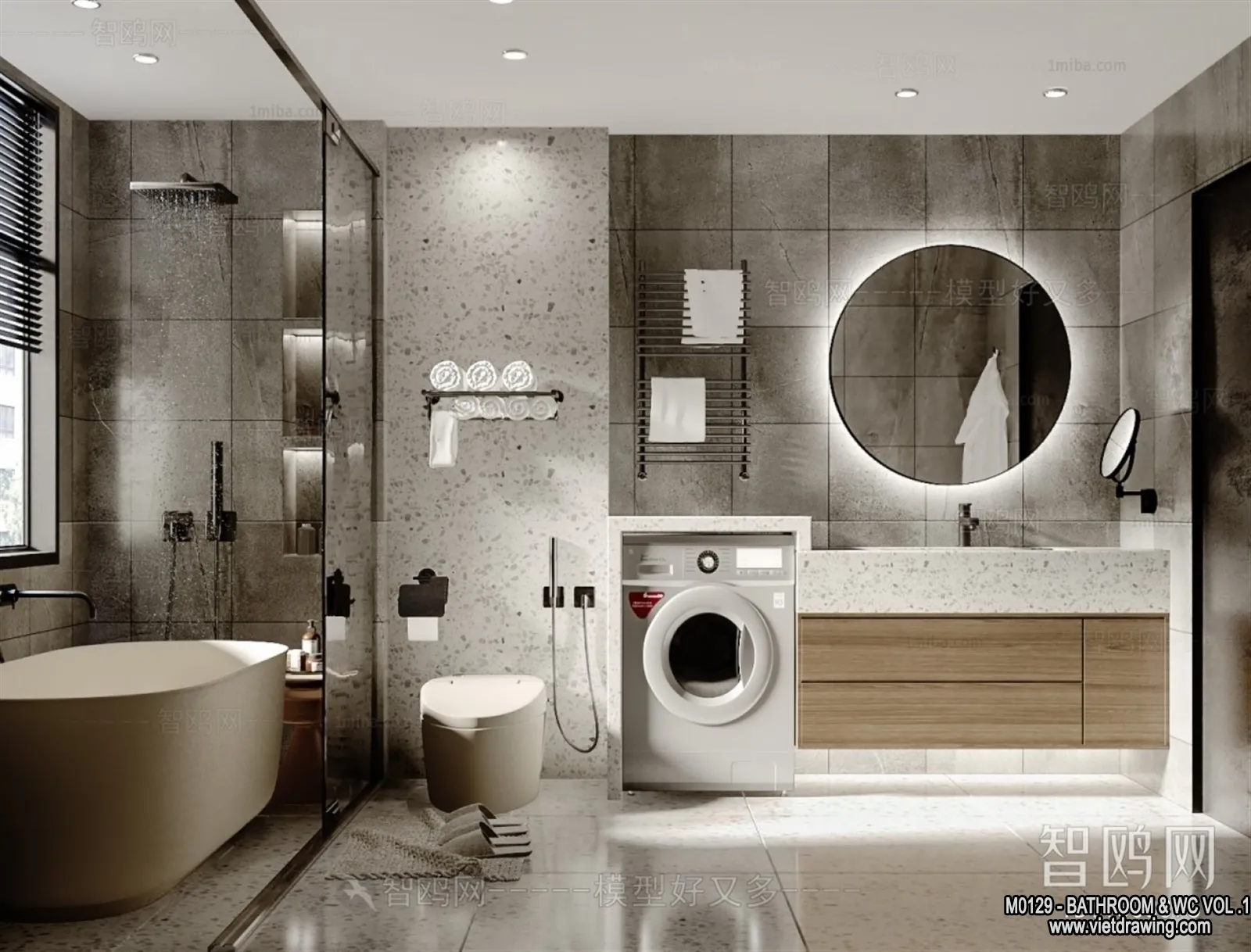 Bathroom – Toilet – WC – RestRoom – 3D Interior Scene – 187