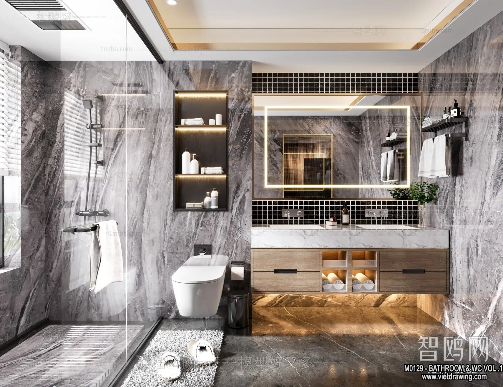 Bathroom – Toilet – WC – RestRoom – 3D Interior Scene – 189