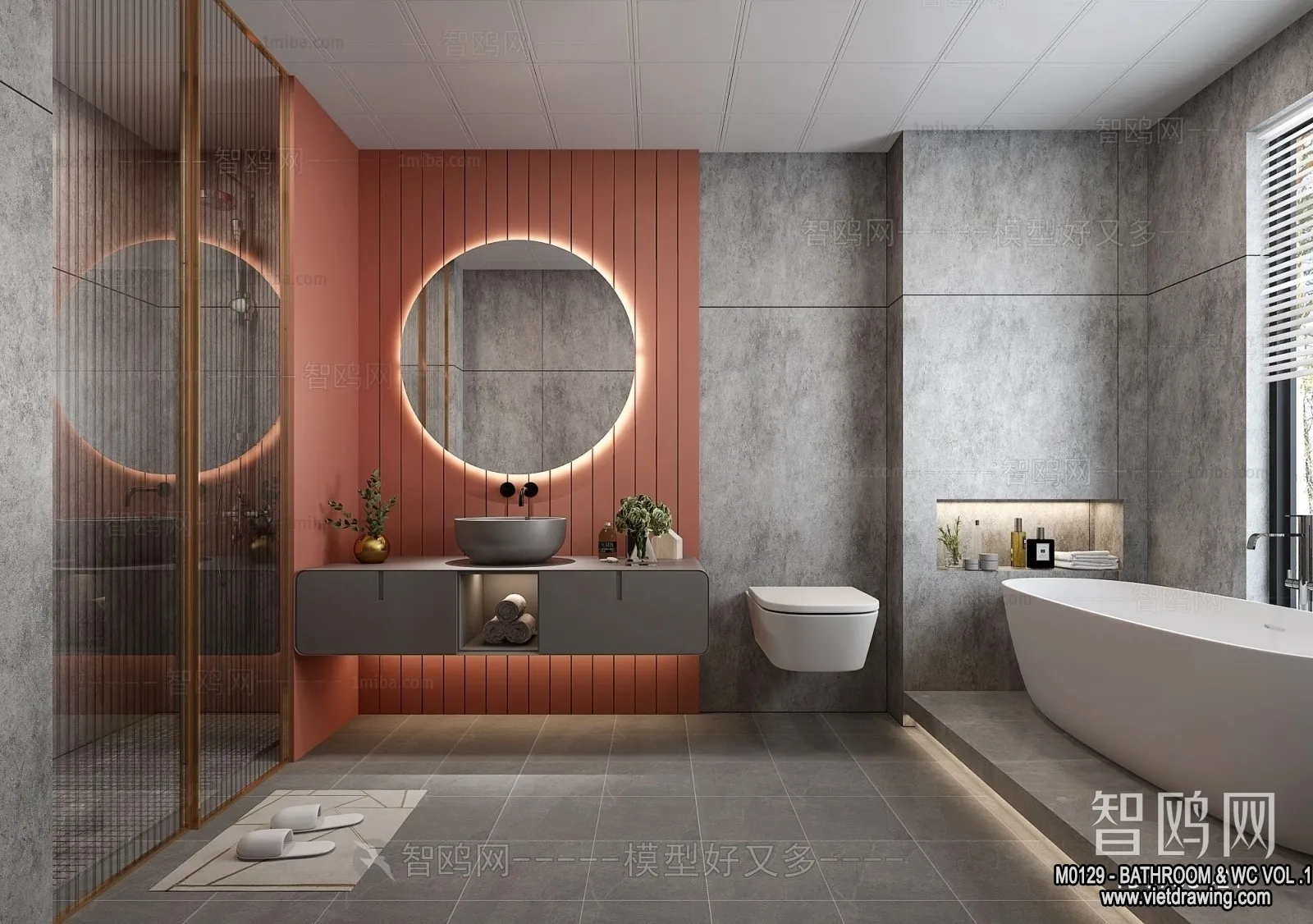 Bathroom – Toilet – WC – RestRoom – 3D Interior Scene – 190