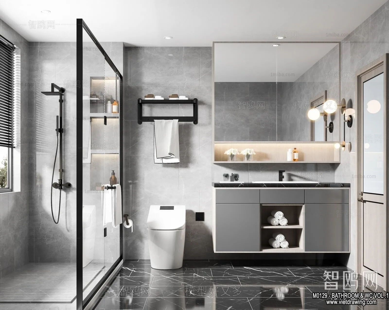 Bathroom – Toilet – WC – RestRoom – 3D Interior Scene – 191