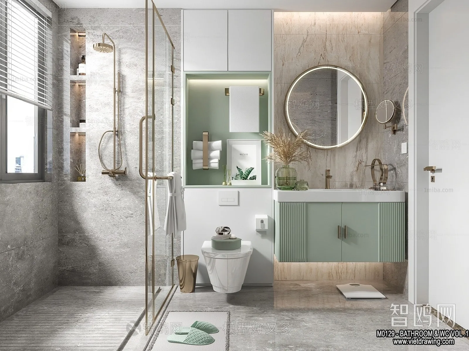 Bathroom – Toilet – WC – RestRoom – 3D Interior Scene – 192