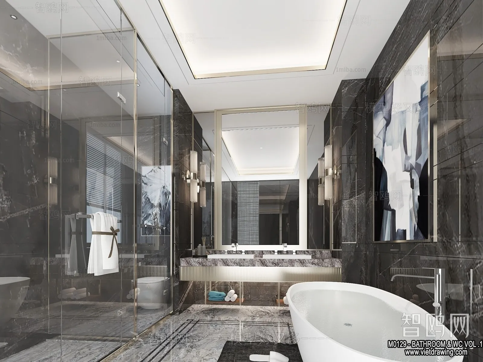 Bathroom – Toilet – WC – RestRoom – 3D Interior Scene – 194