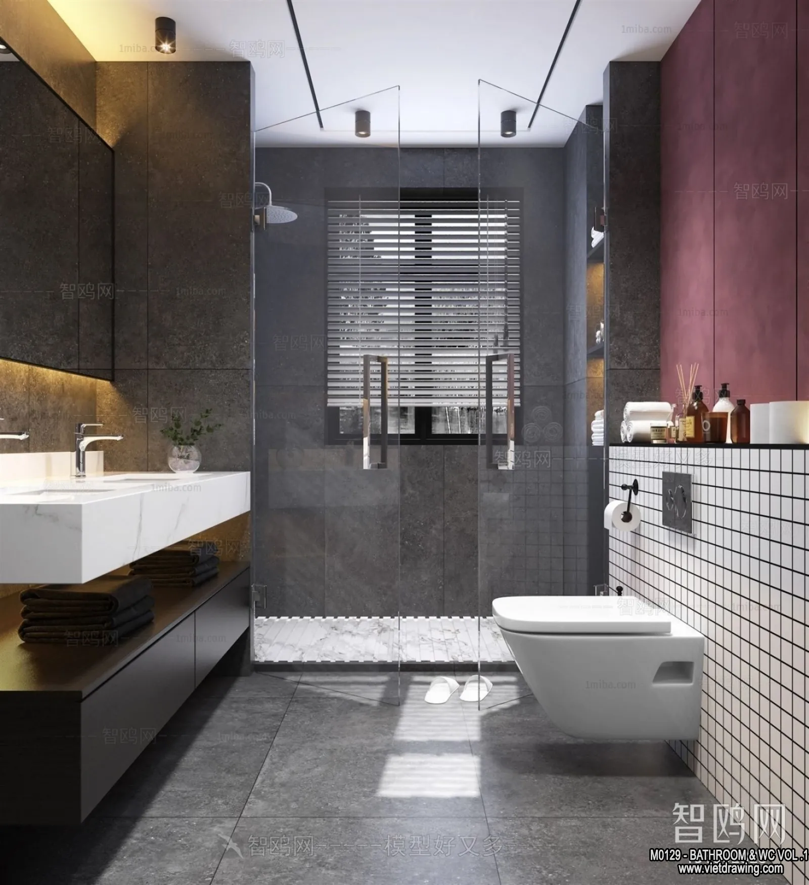 Bathroom – Toilet – WC – RestRoom – 3D Interior Scene – 200