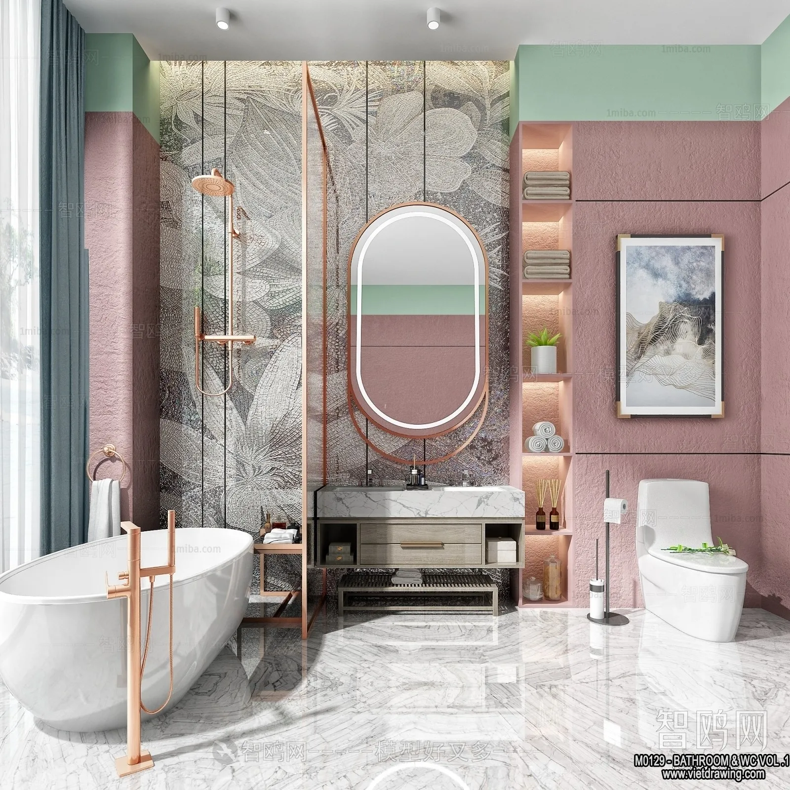 Bathroom – Toilet – WC – RestRoom – 3D Interior Scene – 201